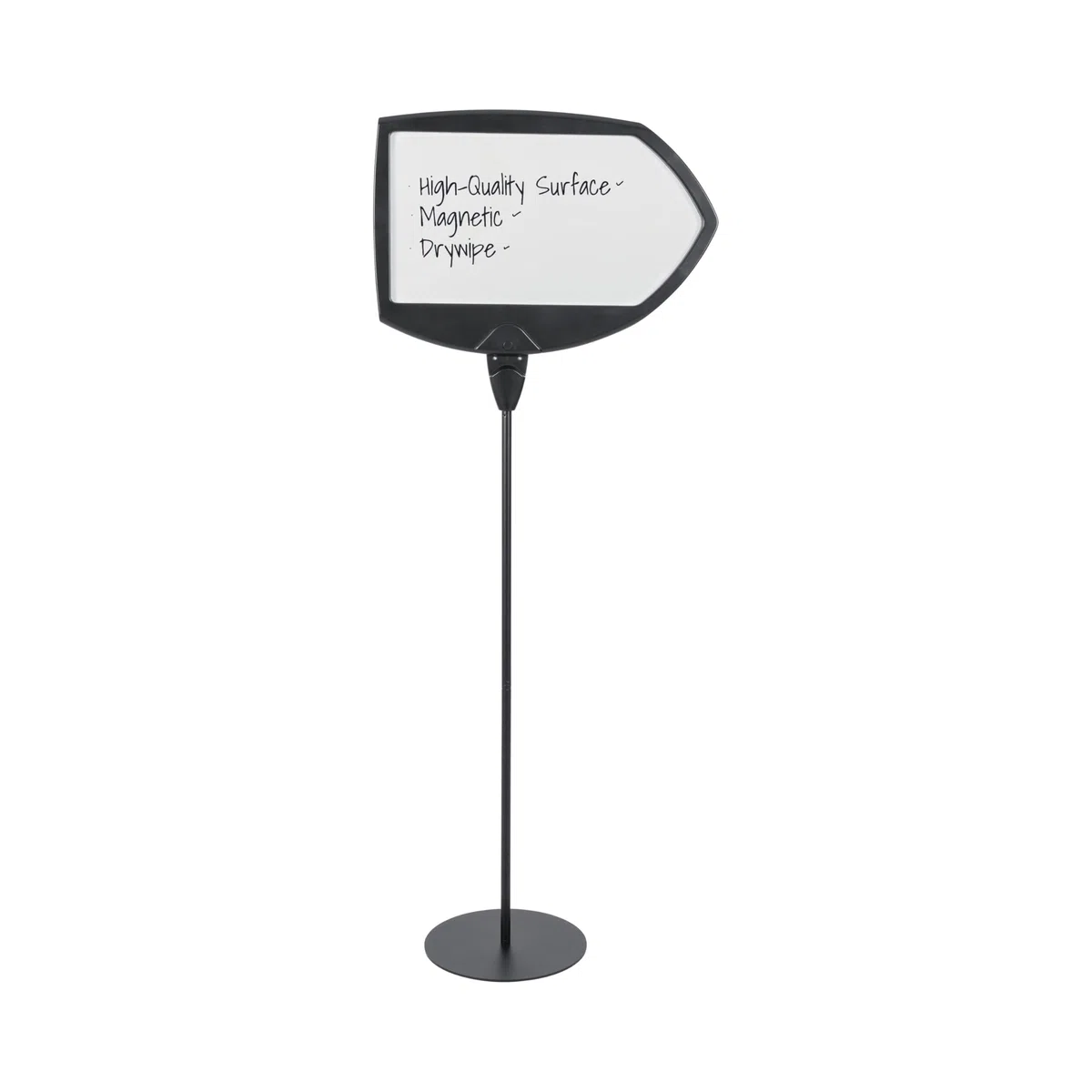 Bi-Office - Letrero en forma de Flecha, Negro, Borrado en seco, Ajuste de ángulo, 625x445x1595 mm