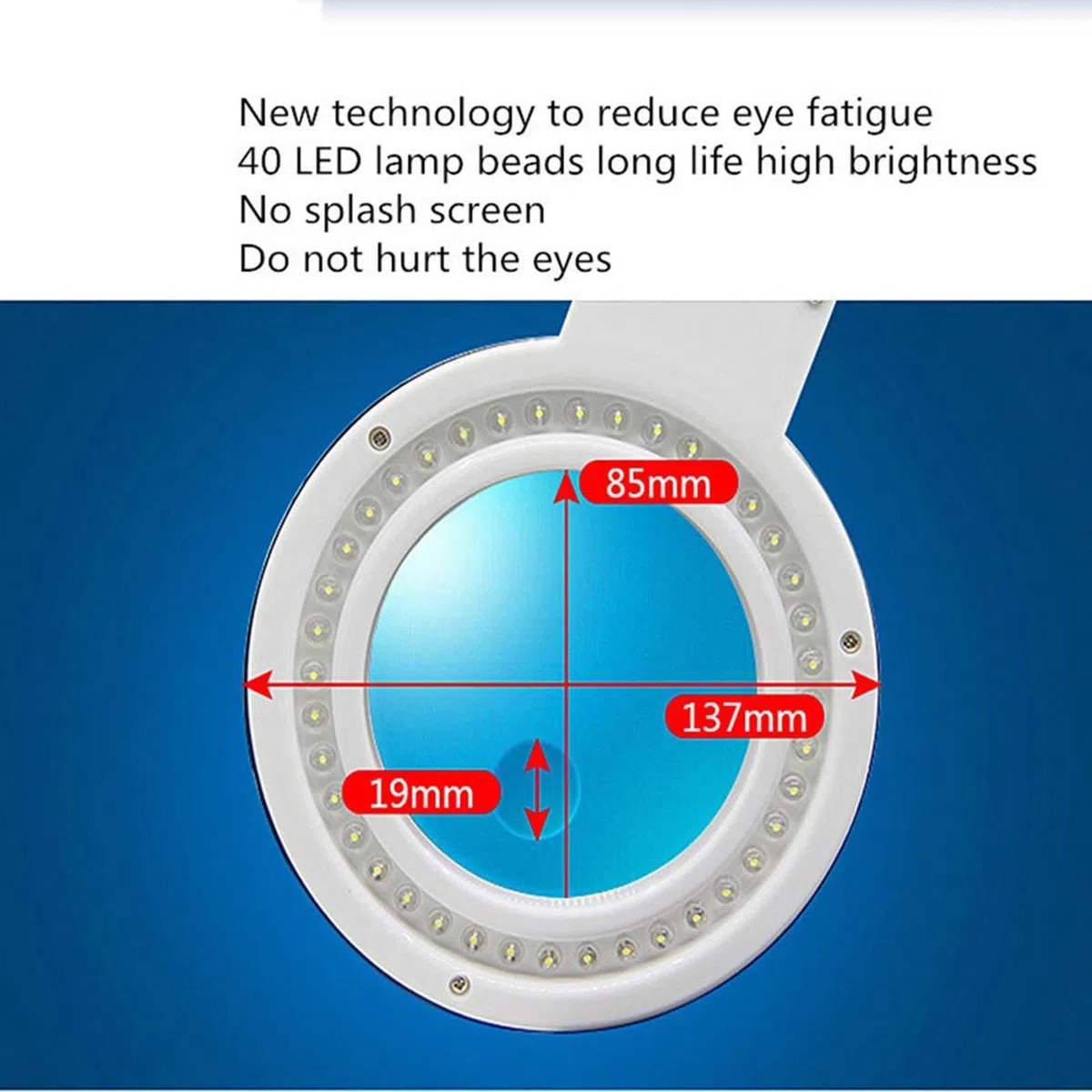 Lámpara de Escritorio LED con Lupa, lámpara con Lupa LED, con Base, Lupa táctil Manos Libres, Brazo Giratorio Ajustable para Trabajo, Lectura, Pasatiempos, Costura, Manualidades Lectura