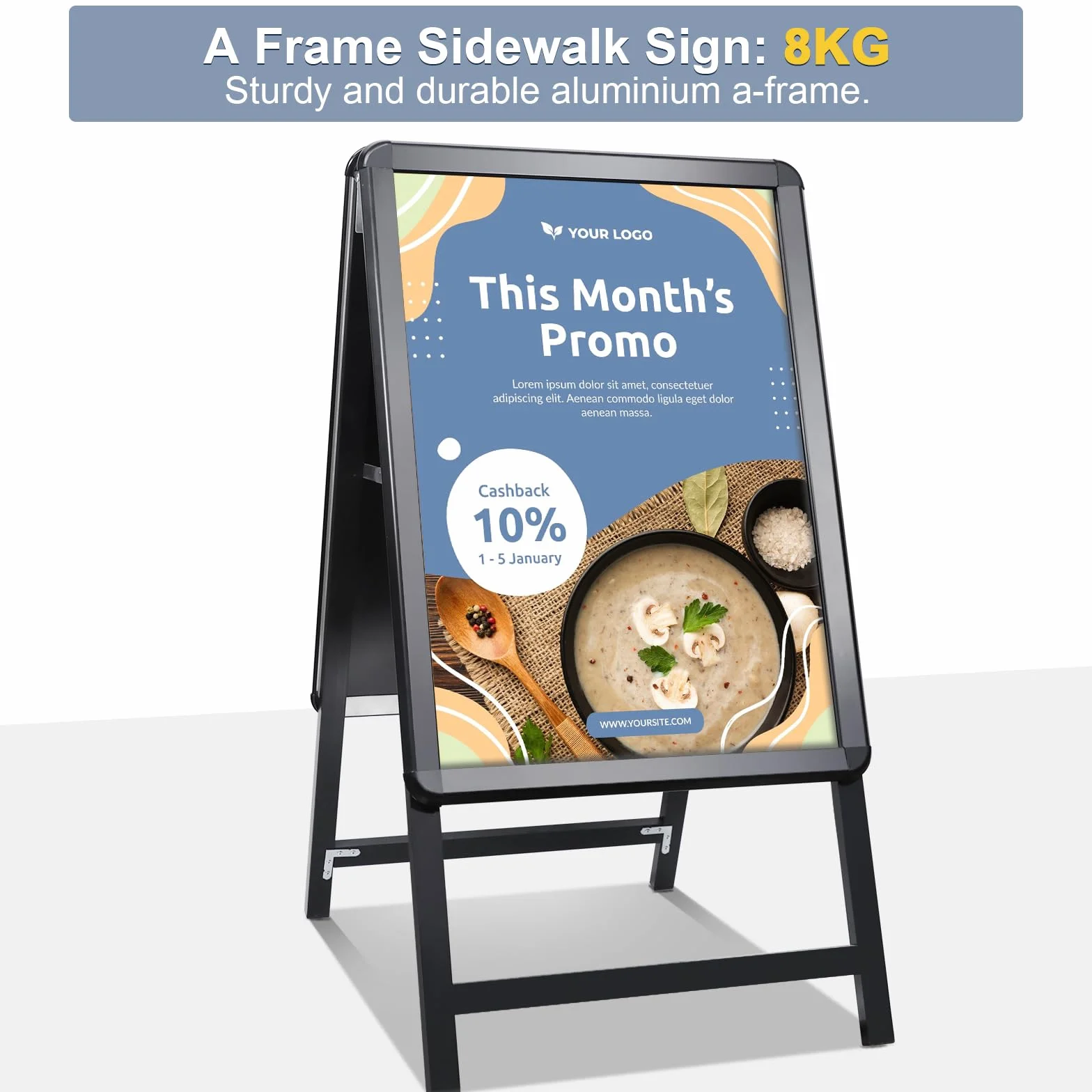 Soporte para Carteles A1 Doble Cara | Expositor de Carteles | Para Publicidad en Tiendas, Restaurantes y Oficinas | STANDNEE (Negro)