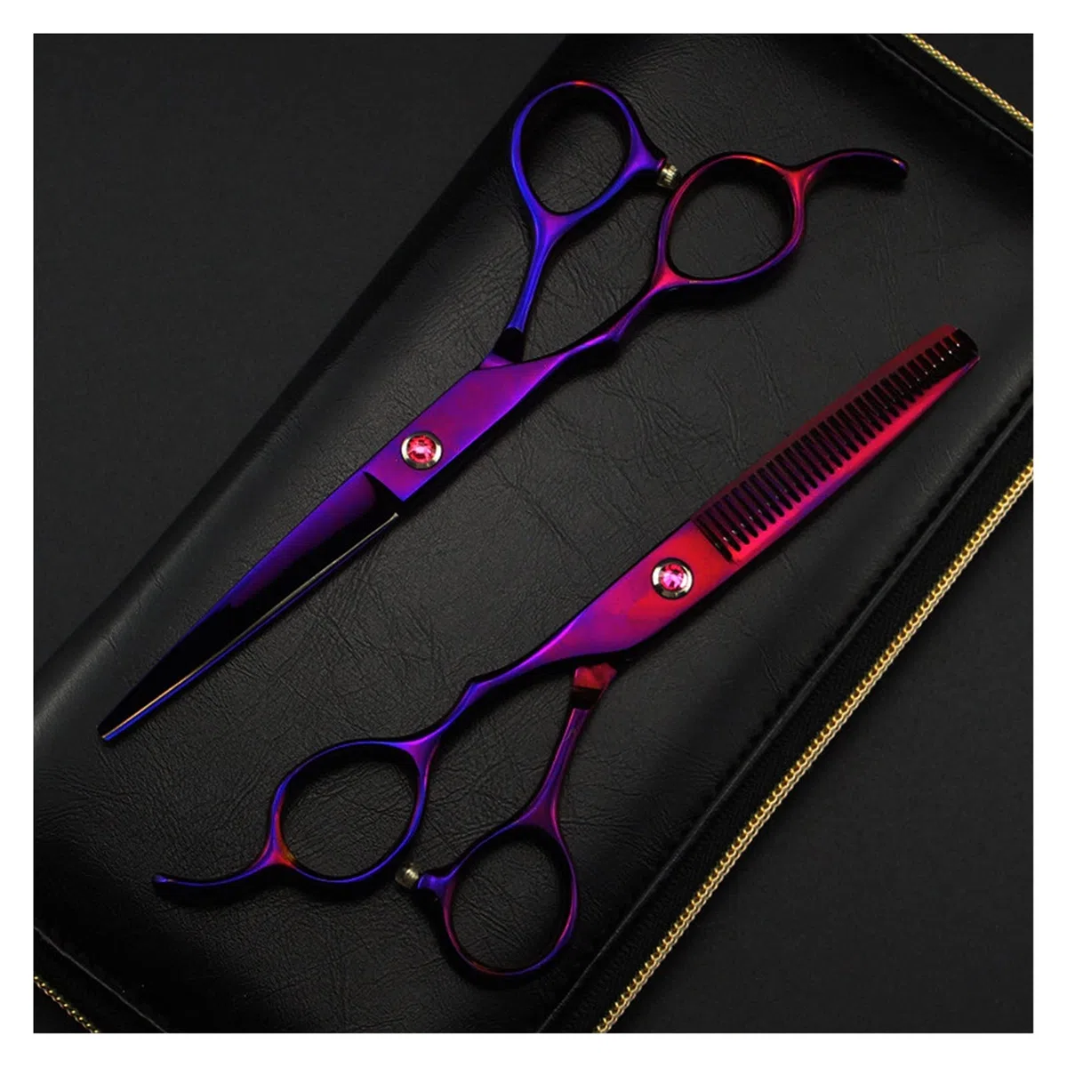 Tijeras de peluquería moradas para zurdos de 6 pulgadas, tijeras para adelgazar (color: adelgazamiento de 6 pulgadas) (juego de 6 pulgadas)