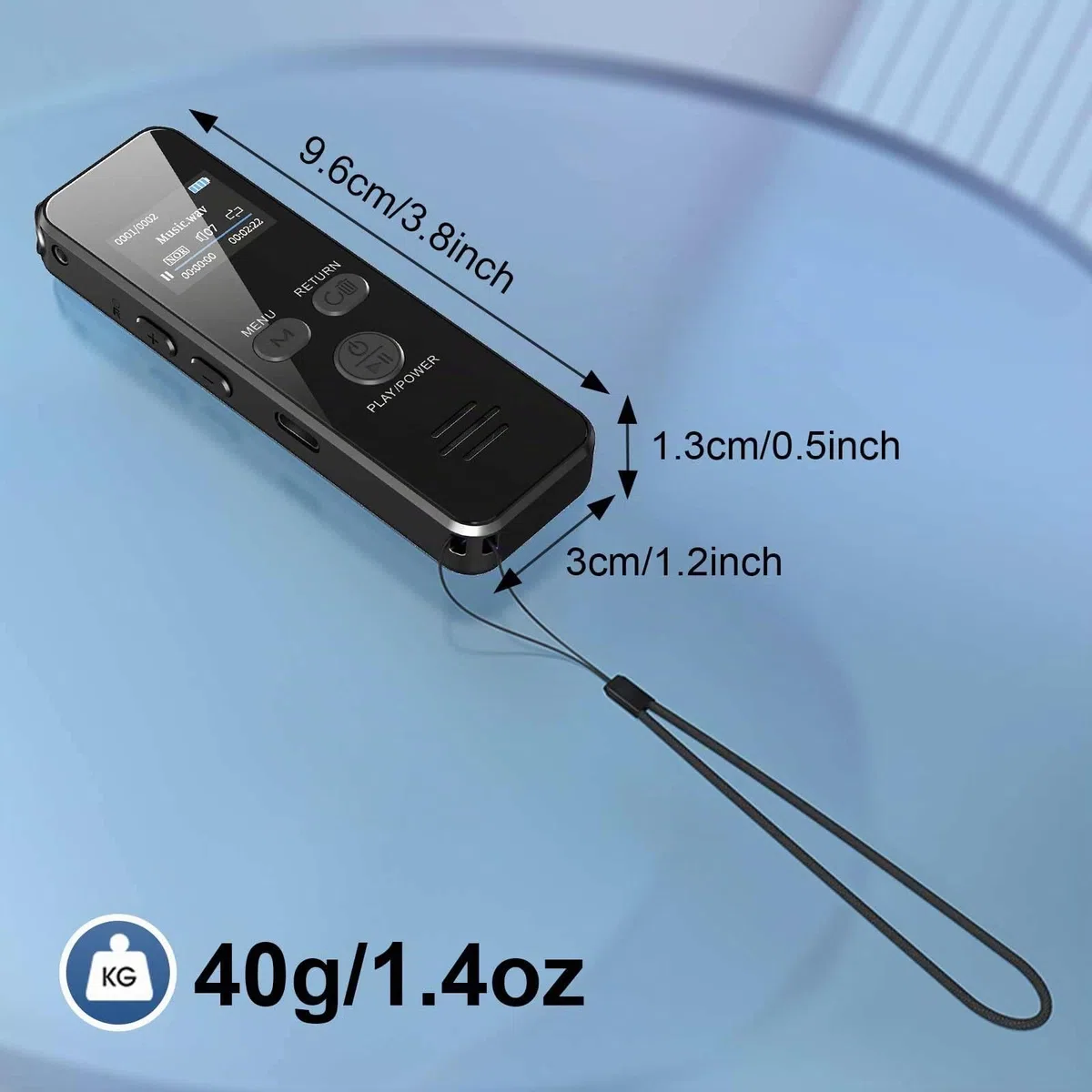 60Horas Grabadora de Voz, 64GB Carcasa Metálica Grabadora de Audio Activada por Voz con Contraseña, USB C, para Conferencias Reunión Clase Entrevistas