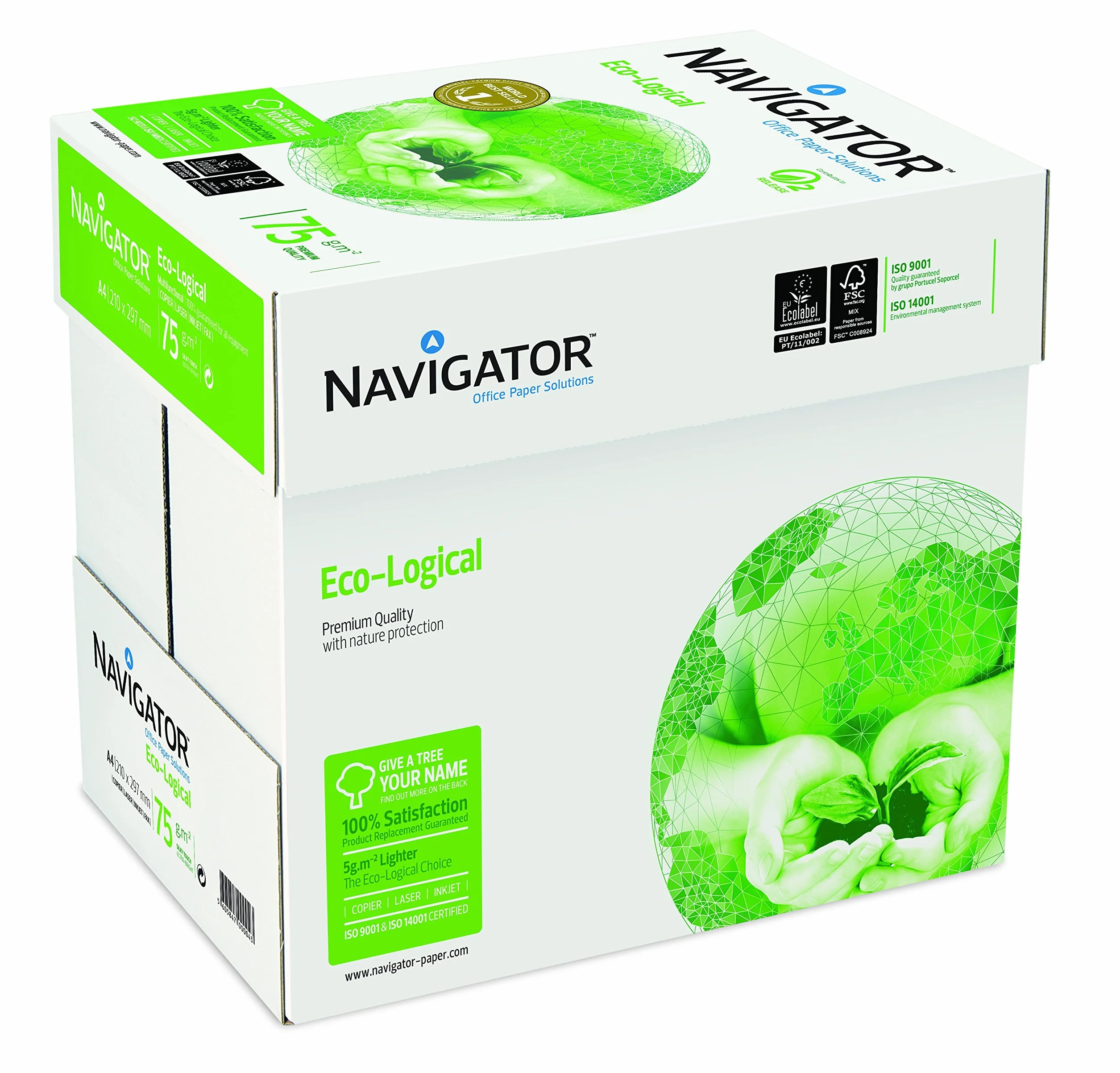 Navigator Eco-Logical - Papel de impresión 2500 hojas (A4, 5 x 500 hojas, 75 g/m2)