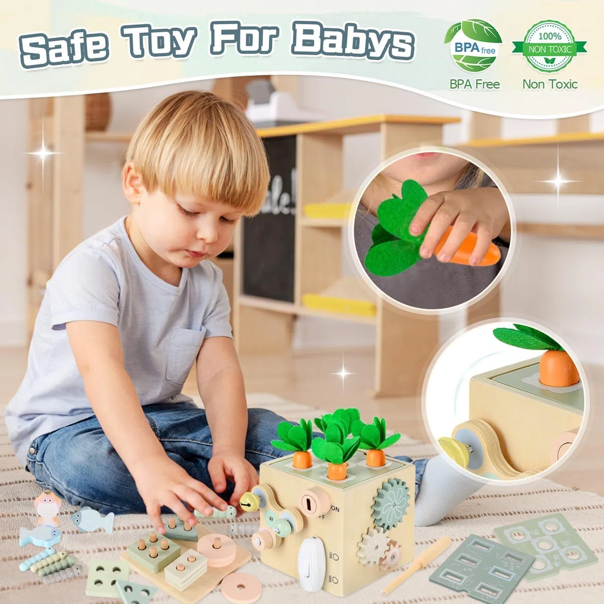 AECHO Juguetes Montessori 1 2 3 años, Juguetes Madera 1 años, Juegos Educativos Niños 1-4 años, Juego Montessori Regalos de cumpleaños para Niños y Niñas