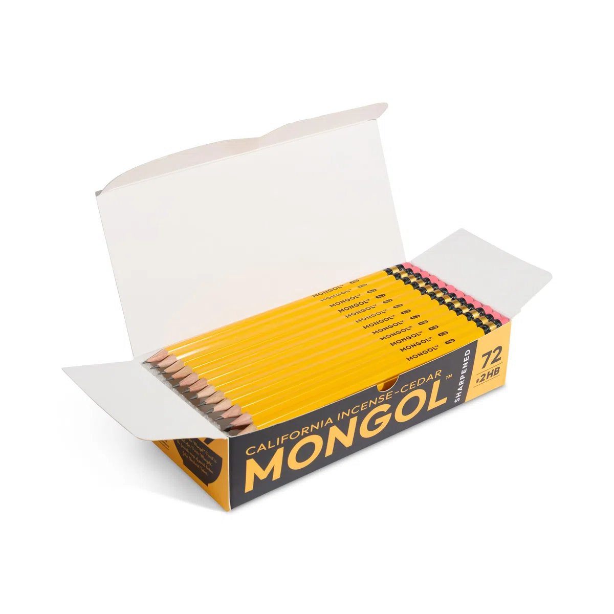 Mongol Classic - Lápiz de incienso de cedro #2, paquete de 72, preafilado, núcleo de grafito europeo, cedro cultivado en Estados Unidos, borrador sin manchas, certificado PMA no tóxico