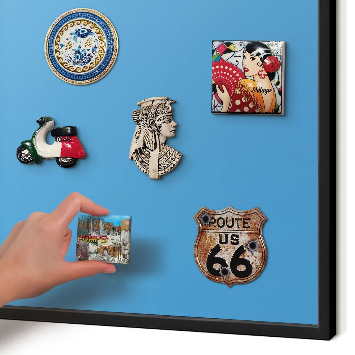 Panel Magnético Informativo 60x40 cm | con Marco Negro | Aguas Azules | Montaje Fácil | Pizarra de Pared | Para Restaurante y Bar | Expositor para Menú, Ofertas del Día