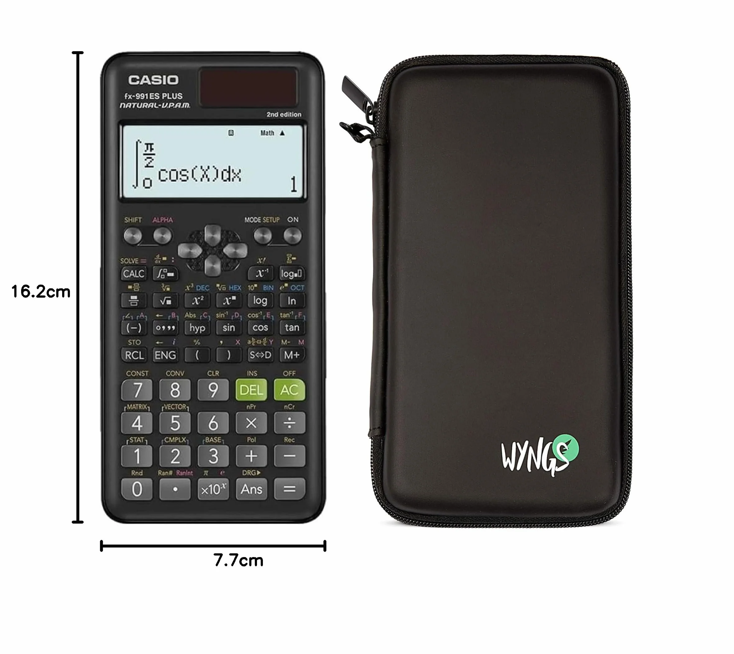 Casio fx-991ES Plus 2nd Edition con Funda Protectora WYNGS Negro - Calculadora Científica - Paquete Básico