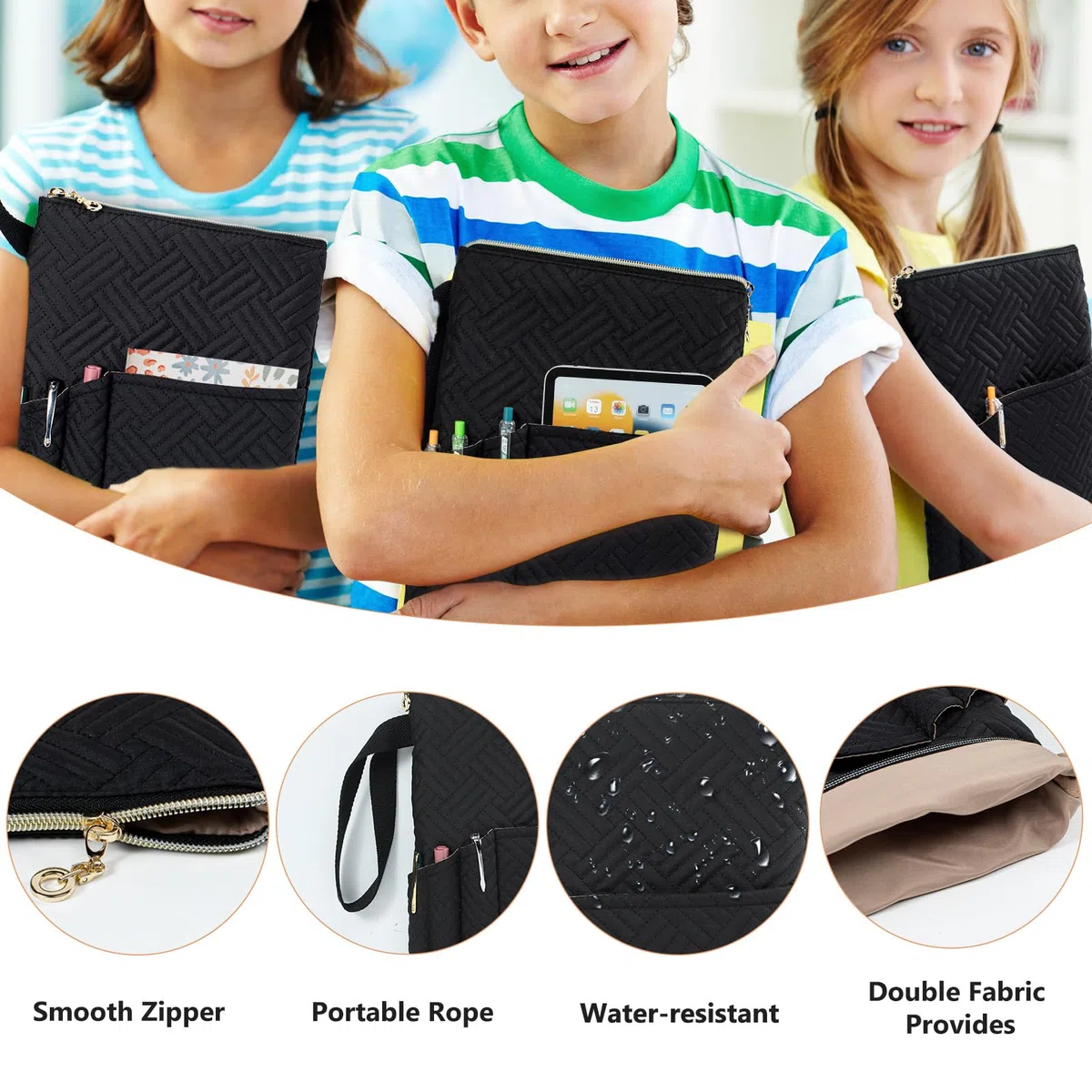 APLUFINE Funda para libro de la Biblia para mujeres y hombres, funda de libro para los amantes de los libros, protector de libro de tapa blanda y fundas duras, funda para libros (negro, vertical)