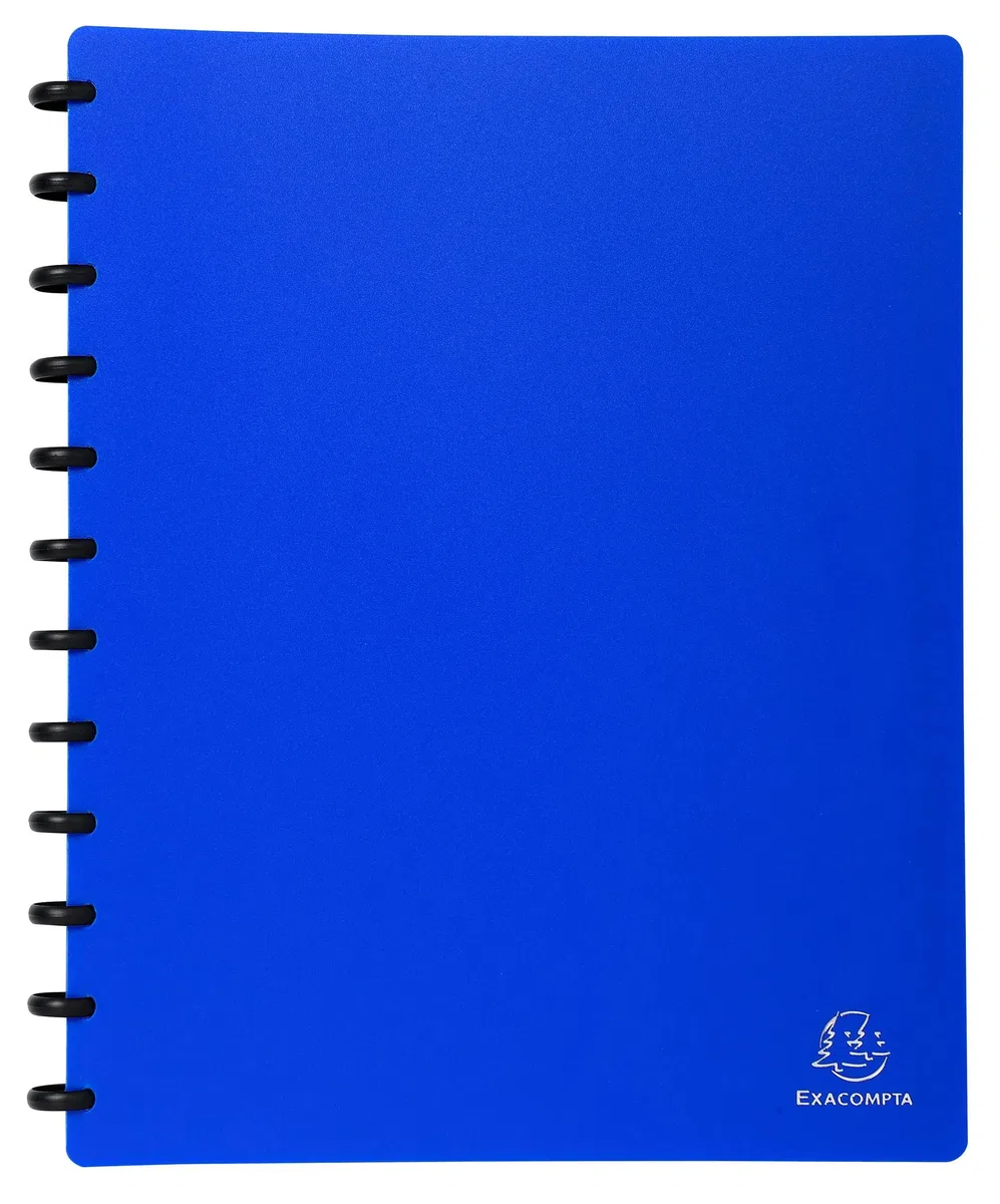 Exacompta - Ref. 86362E - Cartón de 4 protectores de documentos extraíbles con 30 fundas granuladas desmontables - 60 vistas - para A4 - Tamaño 24,5 x 31 cm - Tapa dura opaca - color azul