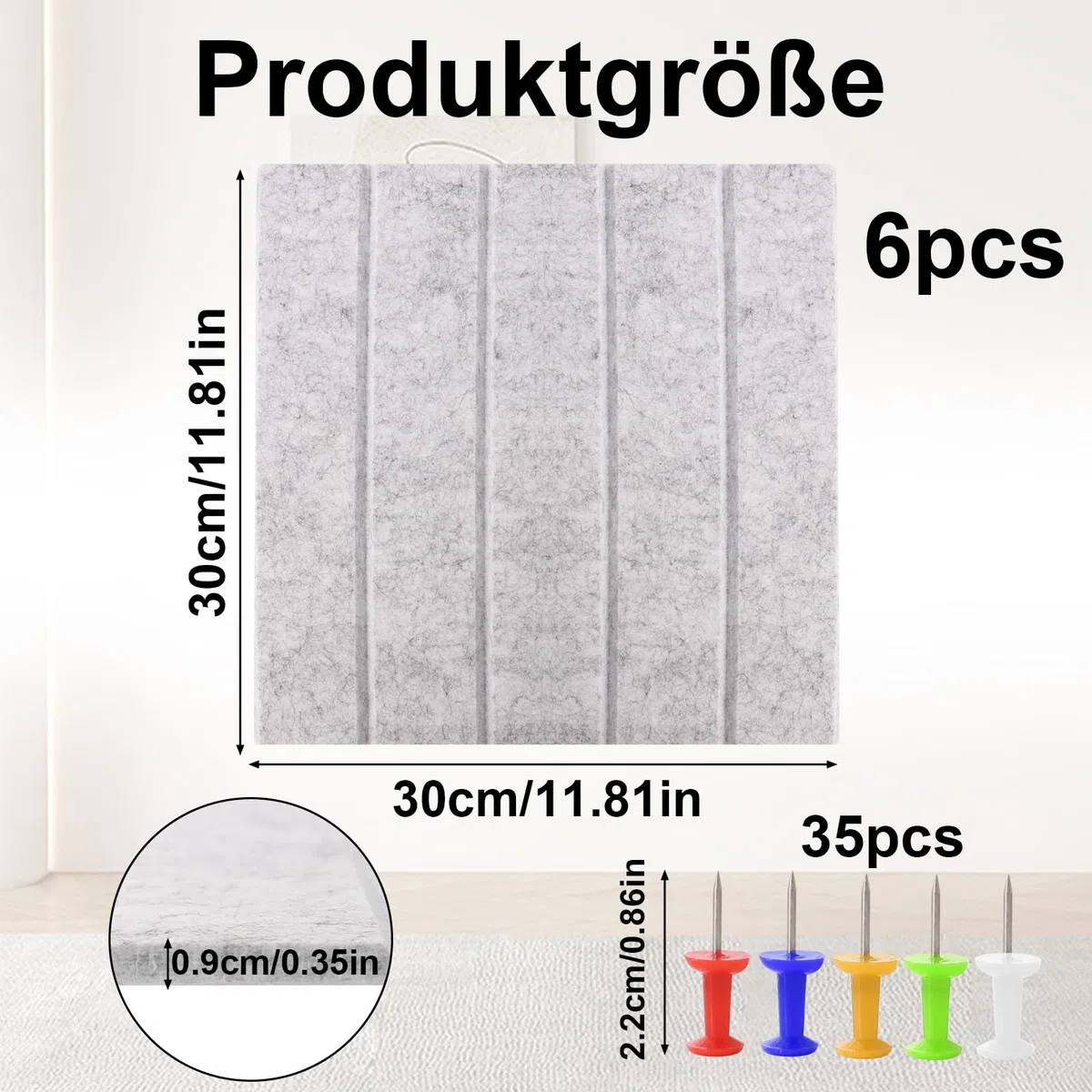 Corcho de Pared Fieltro Adhesivo 90 x 60 cm Tablero de Corcho con 35 Tachuelas 0,9 cm de Grosor para Decorativa Hogar Escuela Oficina (Gris Claro)