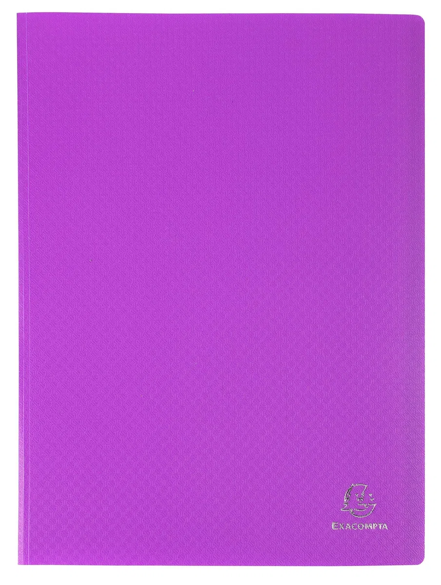 Exacompta - Ref. 88116E OPAK - Cartón de 8 protectores de documentos, 100 fundas de cristal liso, 200 vistas, para tamaño A4, dimensiones 24 x 32 cm, tapa de polipro semirrígido, color morado