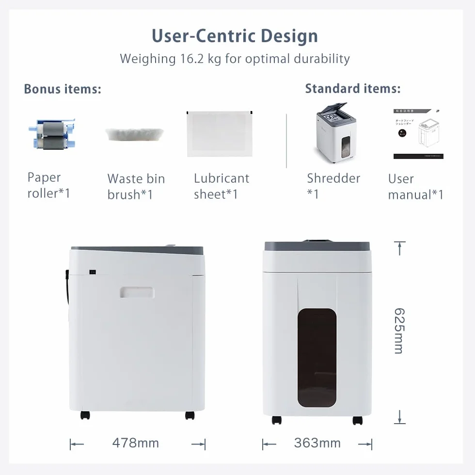 Destructora Papel Automática Profesional: 400 Hojas Microcorte P-5 Non Stop Destruye Tarjetas/Grapas con Cubo 50L para Oficina Casa Clínicas Hospitales Centros Educativos
