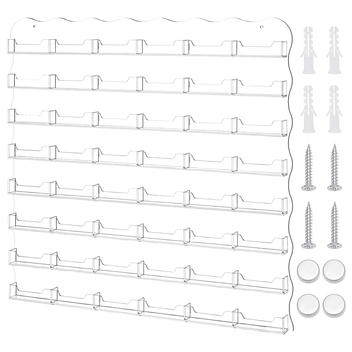 Expositor de pared de acrílico con 1 bolsillos (48 piezas) para tarjetas de visita, colgante de 9 x 6,5 cm, expositor de almacenamiento preperforado para comercialización en casa en la