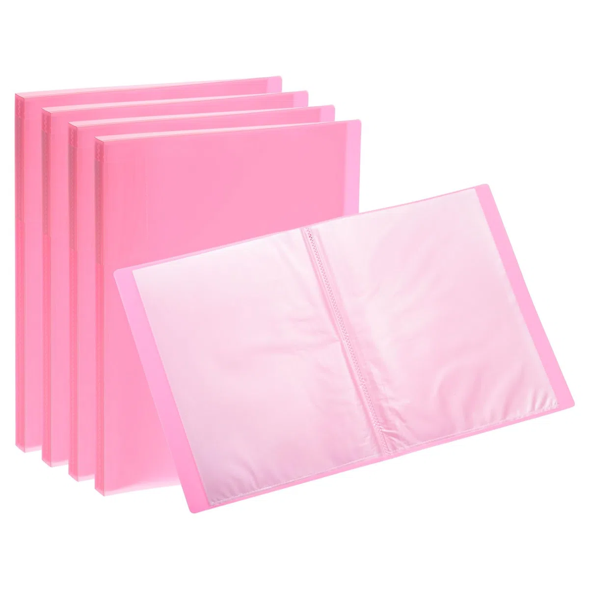 PATIKIL 12.2x9.3x1.1" Carpetas con Plástico Funda, 5Uds PP 30 Bolsillos Impermeable Archivador Portafolio Carpeta Protector para Papel Presentación Ilustraciones Exhibición, Rosa