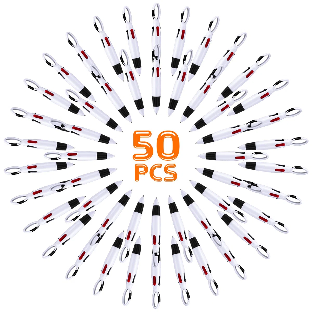 Sayglossy 50 bolígrafos retráctiles 4 en 1 con hebilla en la parte superior, pequeños bolígrafos multicolor para suministros de oficina escolar, estudiantes, enfermeras, regalo