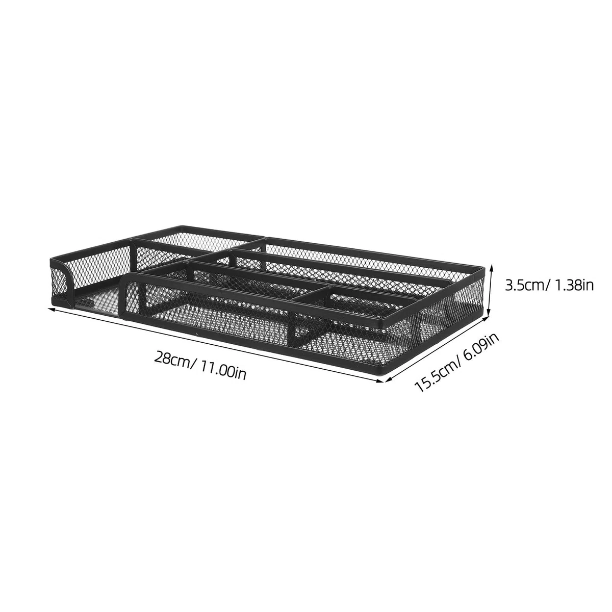 2 Piezas Organizador de Cajones de Escritorio Caja Organizadora de Escritorio de Metal Negro 6 Compartimentos Hierro sin Montaje para Organización y Cajones