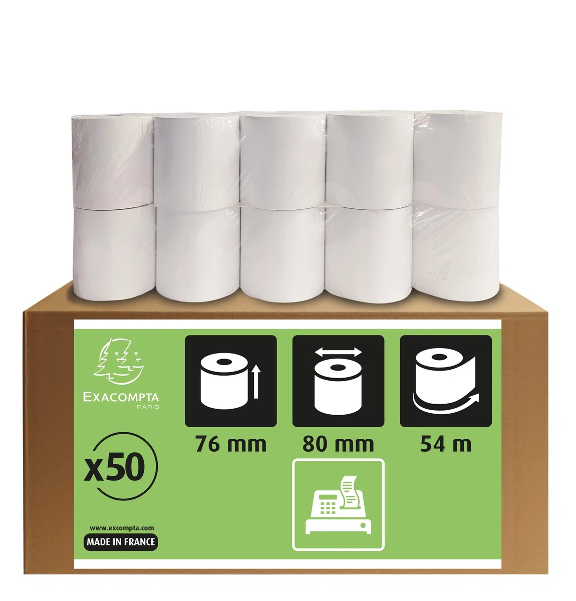 Exacompta Bobinas para Cajas 76 x 80 x 12 mm 55 m 60 g/m2