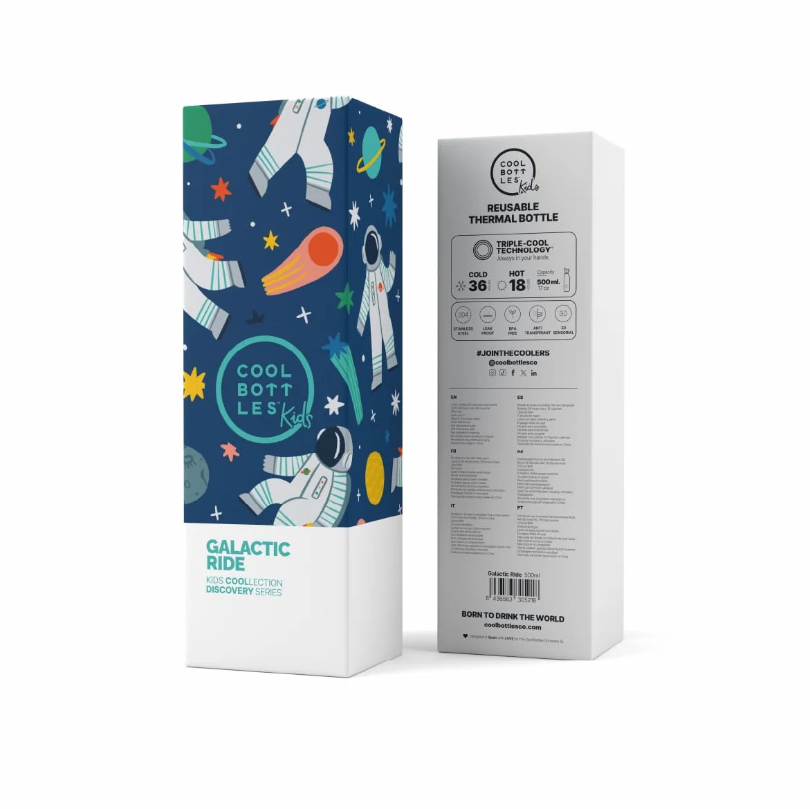 Botella Agua Acero Inoxidable Niños Térmica 500ml Galactic Ride 36h Fría 18h Caliente