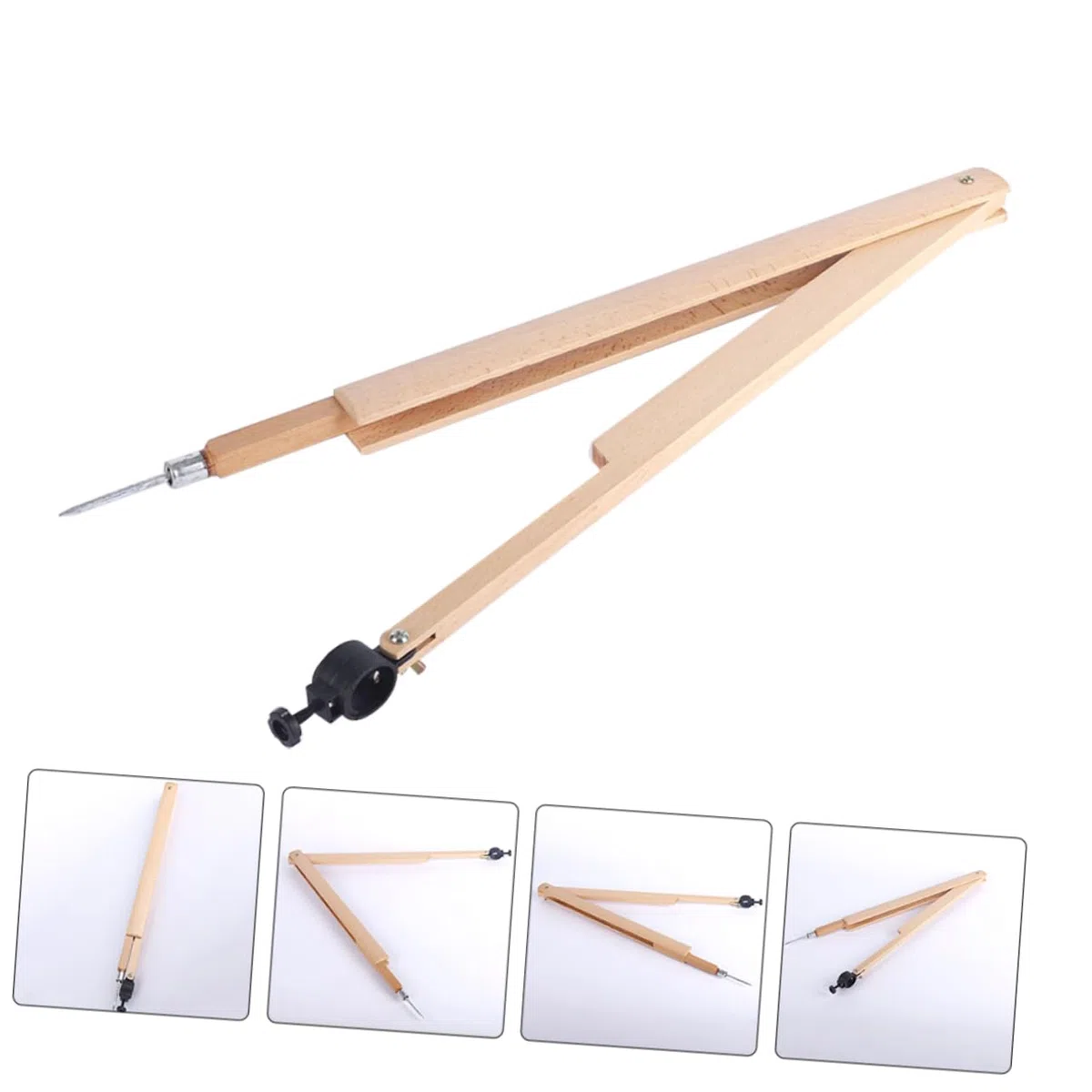 Operitacx 3 Piezas Compás de Madera para Geometría Escolar Herramienta de Enseñanza para Matemáticas y Física para Profesores Aula Diseño de Precisión Herramienta Didáctica para Dibujo y