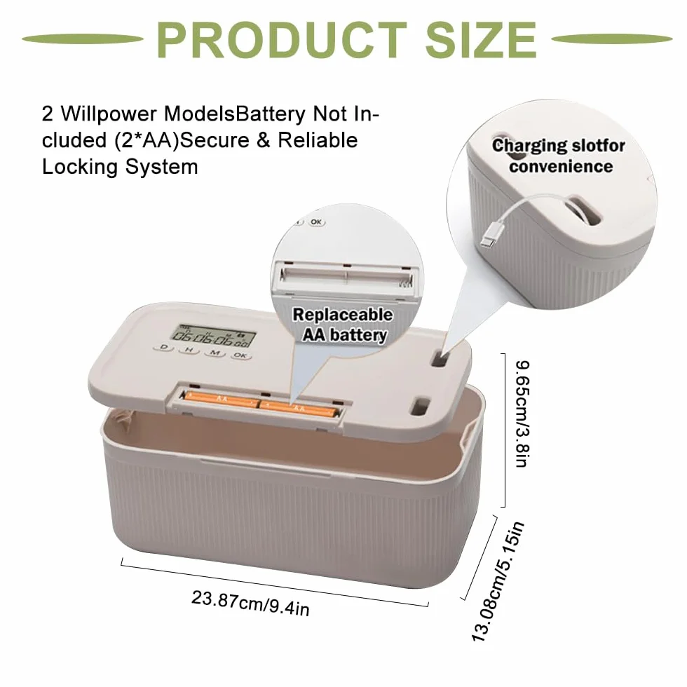 Caja con Temporizador y Bloqueo Seguro, Taquillas temporales seguras, Caja de seguridad de autocontrol, Ideal para Teléfonos, Snacks, Medicinas y Control de Hábitos