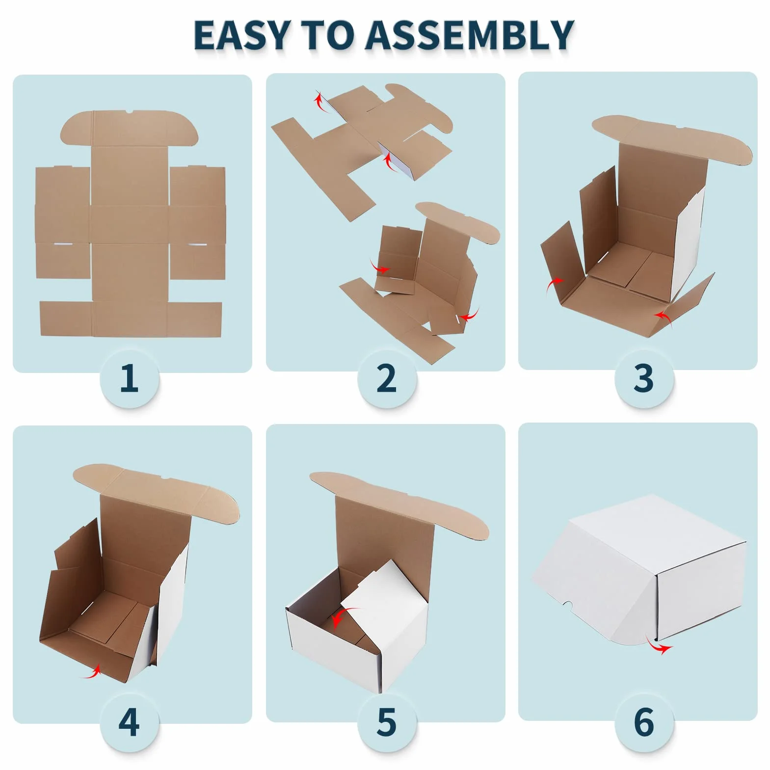 EYMPEU 15,3x15,3x15,3 cm(6x6x6 in) Cajas de Carton, 20 Pack Blanco, Cajas Pequeñas de Cartón Ondulado Kraftlo
