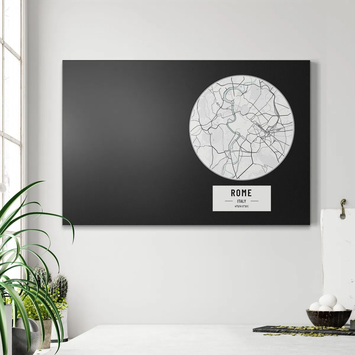 DEQORI Pizarra magnética con impresión UV, diseño "mapa de la ciudad", diseño rectangular, 90 x 60 cm, tiza metálica para escribir, decoración de pared para cocina, pasillo, habitación infantil y
