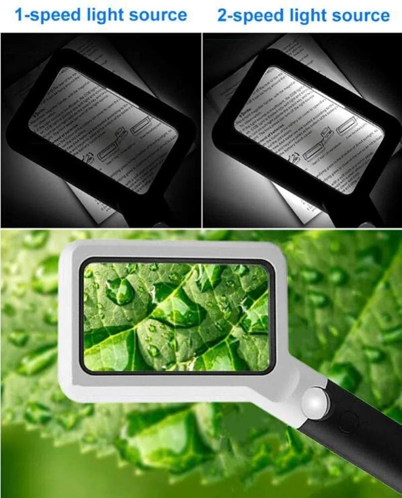 Lupa, Lupa De Mano con Luz Led, Lente Acrílica 2X/20, Lupa Portátil Iluminada para Lectura De Libros Y Periódicos.,