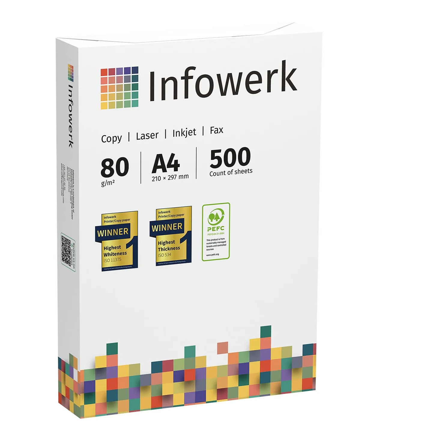 Papel multiusos para impresora, Folios A4, 80g, 100.000 Hojas, 20 Paquetes de 5.000, Color blanco, PEFC