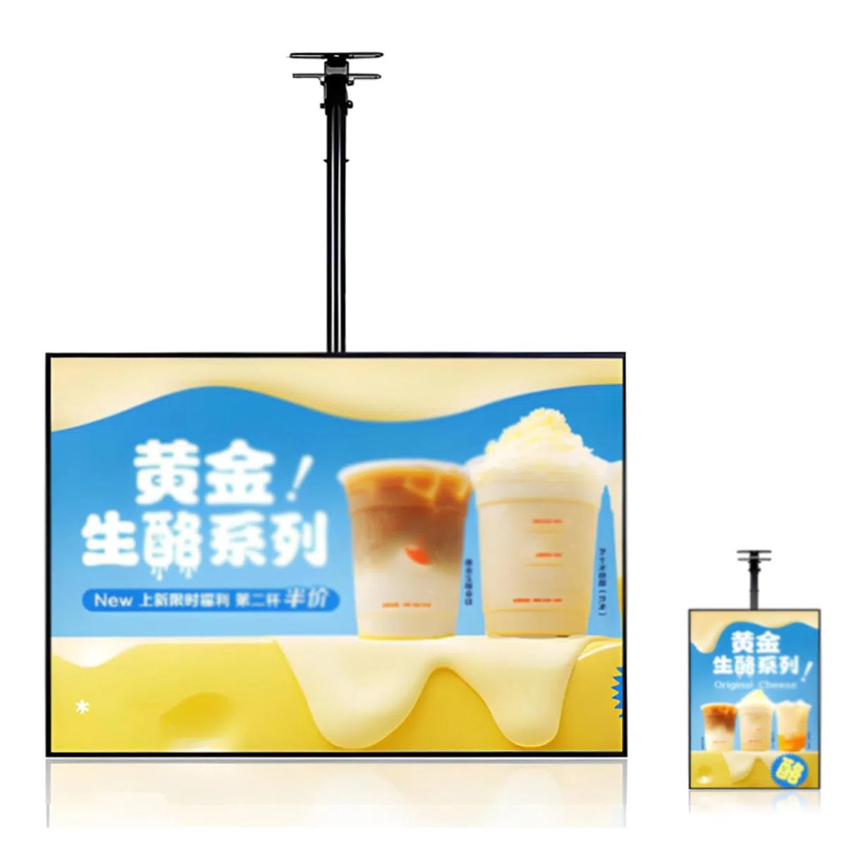 Letrero de pantalla LED, tablero de menú retroiluminado ultrafino con brazo telescópico ajustable, caja de luz iluminada para restaurante, tienda minorista, publicidad