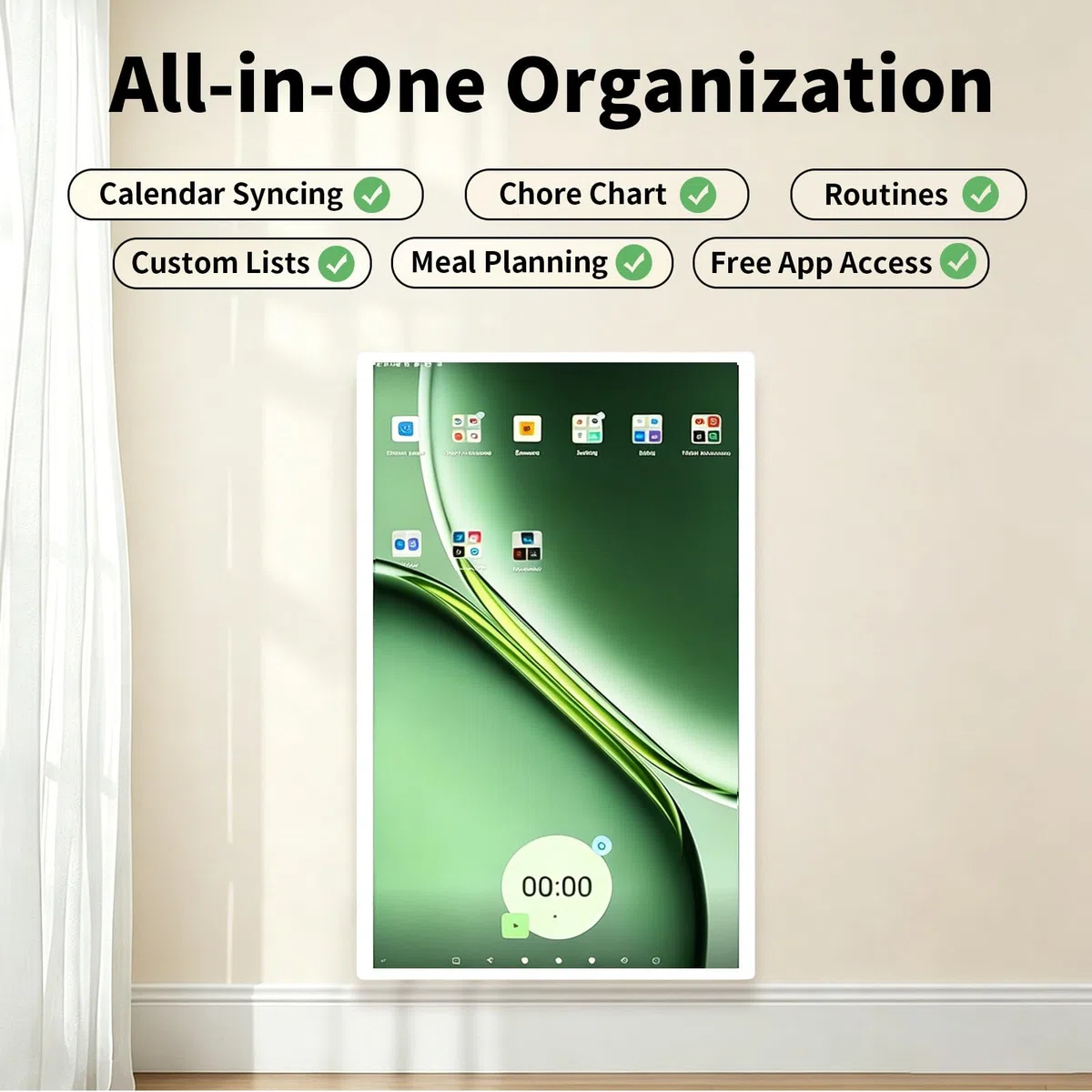 MIAOXIAOLONG 15.6"/21.5"/24"/32" Calendario Digital Y Tablero De Tareas, Pantalla Táctil HD 1080p, Planificador Familiar Inteligente,Montable En Pared O Escritorio para Organización Fluida 32''