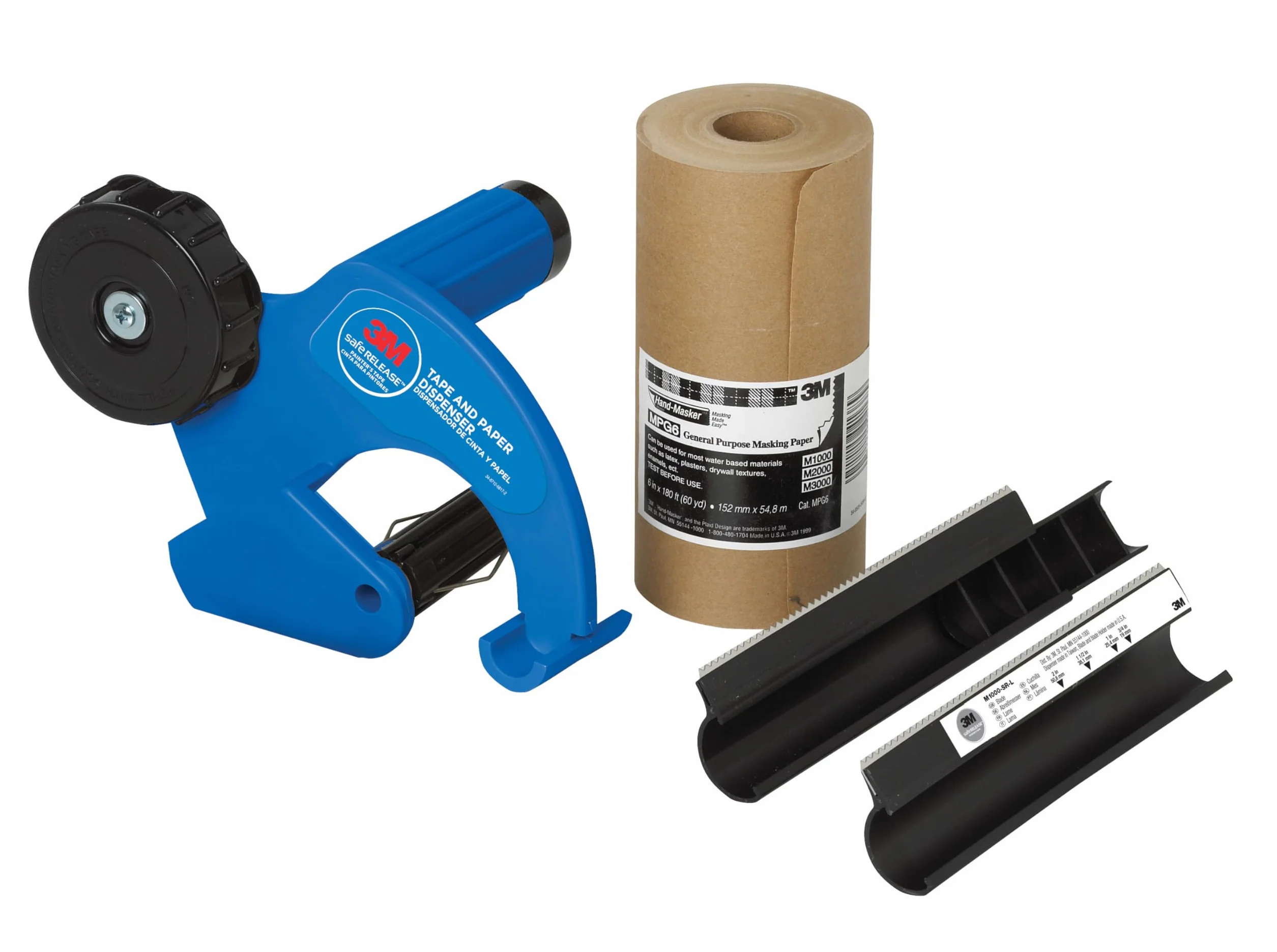 ScotchBlue M1000 Dispensador de Cinta y Papel de Enmascarar - Para usar en ventanas, puertas, bañeras y otras superficies - Protege las superficies de salpicaduras de pintura