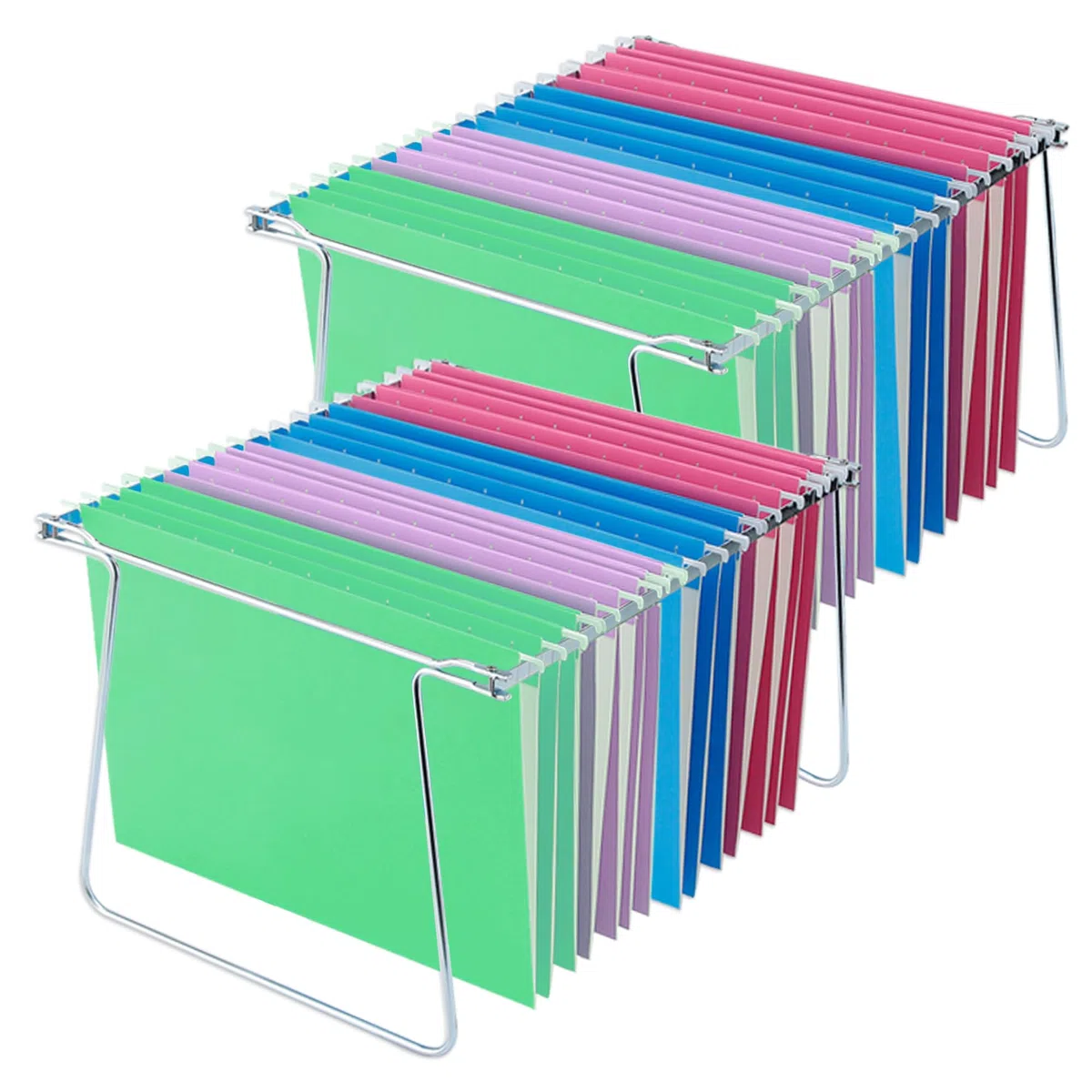 Marco de Archivo Colgante de Acero Resistente, Archivador Clasificador Documentos, Marco de Carpeta Colgante Tamaño Carta, Longitud Ajustable de 10 a 18 Pulgadas, 2 Paquetes