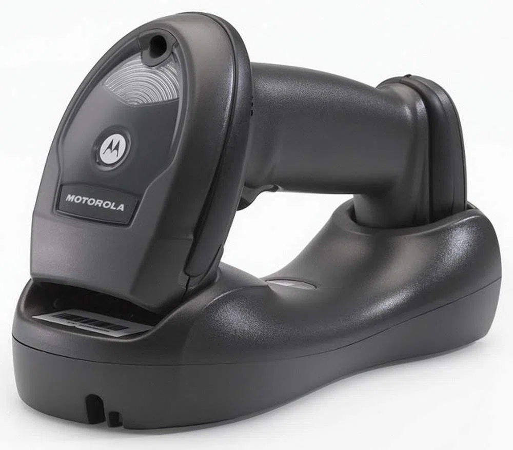 Motorola Symbol LI4278 - Escáner de código de barras inalámbrico con soporte y cable USB