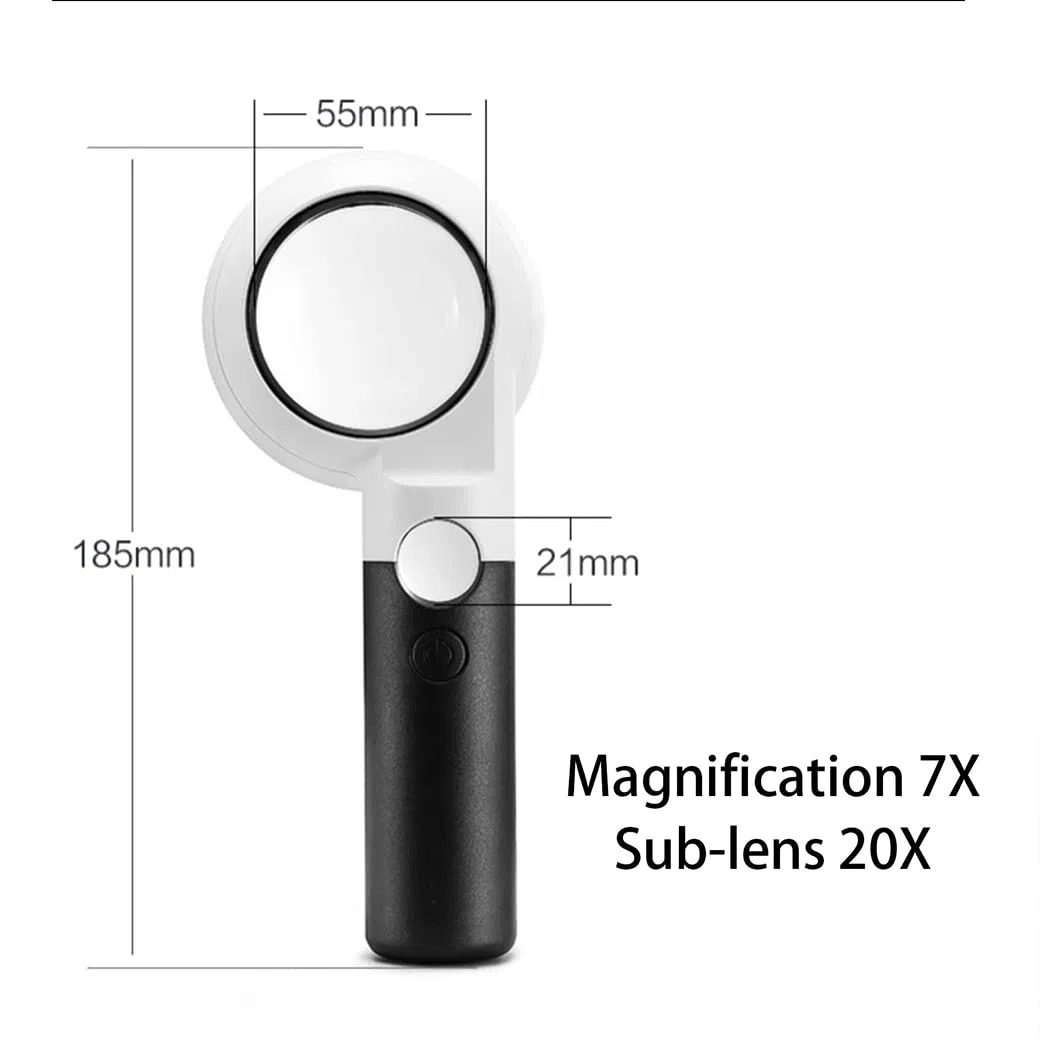 CanEve Lupa de Mano 7X 20X con 9 Luces LED, Lupa iluminada iluminada, Lupa de Lectura for Lectura de Personas Mayores, Monedas, Sellos, Mapa, inspección A Lupa (Size : B)