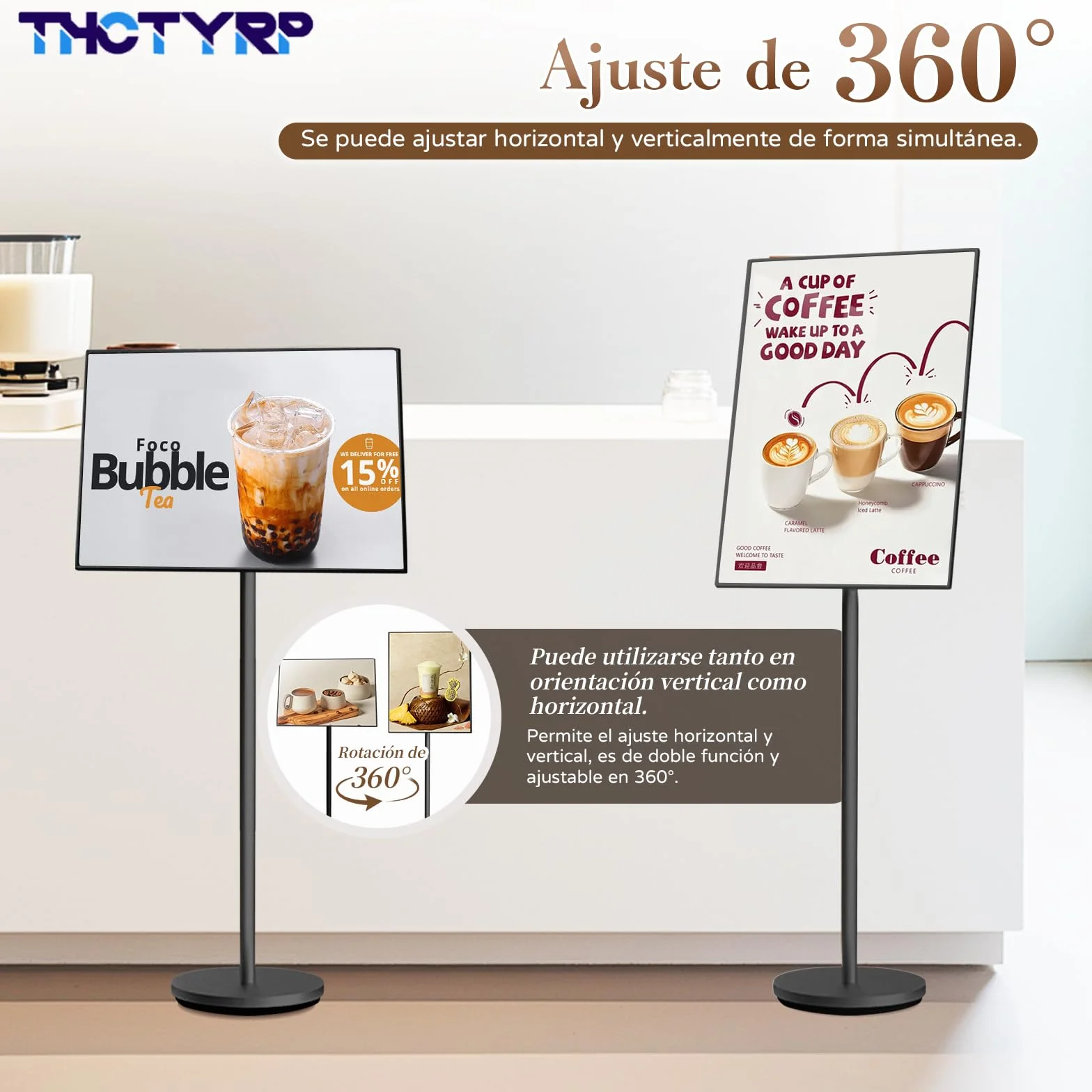 A2 Soporte de presentación, letrero vertical, tablón de anuncios, pizarra de anuncios, ángulo ajustable, de aleación de aluminio, letrero de anuncios A2 estable (Negro)