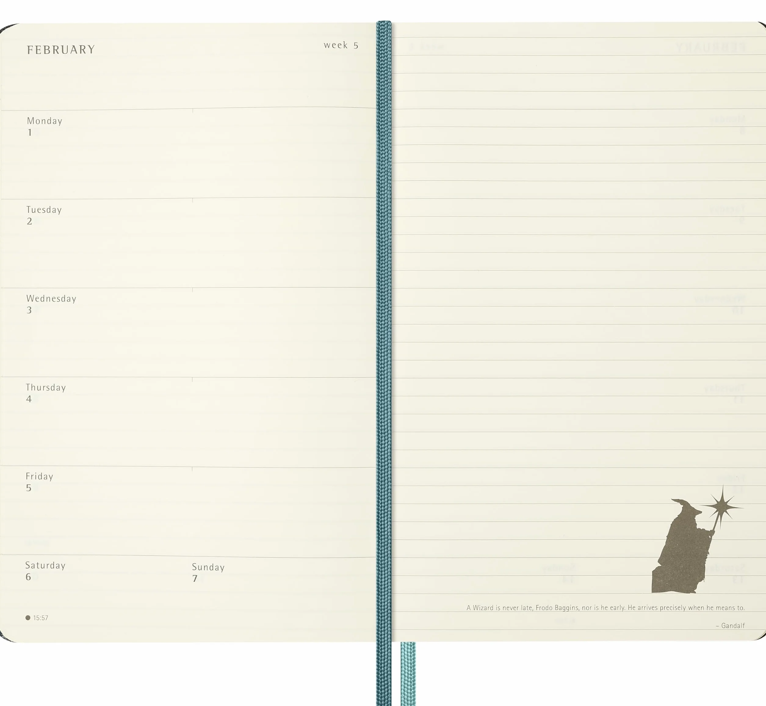 Moleskine Agenda Semanal 12 Meses 2027 El Señor de los Anillos Gandalf Tapa Dura Cierre Elástico 13x21 cm