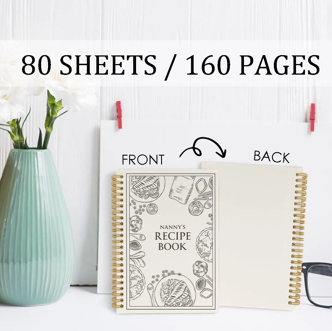 ANIANG Regalos para niñera, diario de recetas, cuaderno de recetas, libro de recetas para escribir en tus propias recetas, libro de cocina para niñera de 5.5 x 8.3 pulgadas, 164 páginas, cuaderno