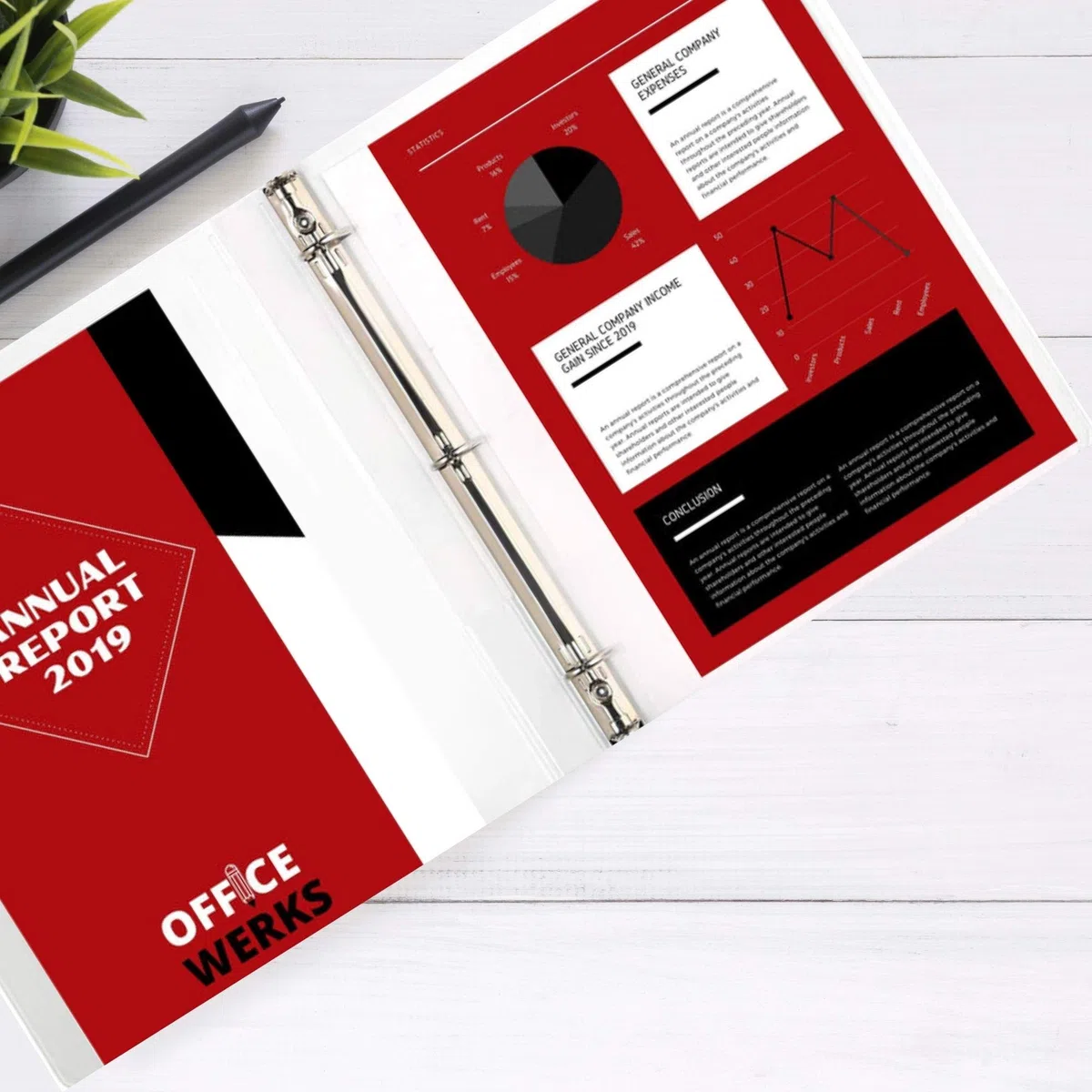 Office Werks - Carpeta profesional de 3 anillos, 2.5 pulgadas, 12 carpetas de presentación para páginas estándar de 8.5 x 11 pulgadas con bolsillos, color blanco transparente (paquete de 12)