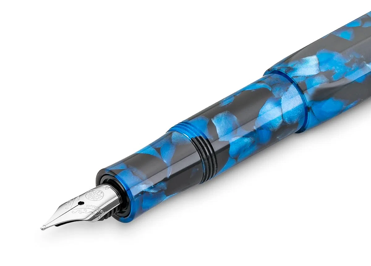Kaweco ART SPORT - Pluma estilográfica exclusiva de acrílico para cartuchos de tinta con punta de acero, incluye caja de metal, 12,5 cm, plumín: M (mediana)