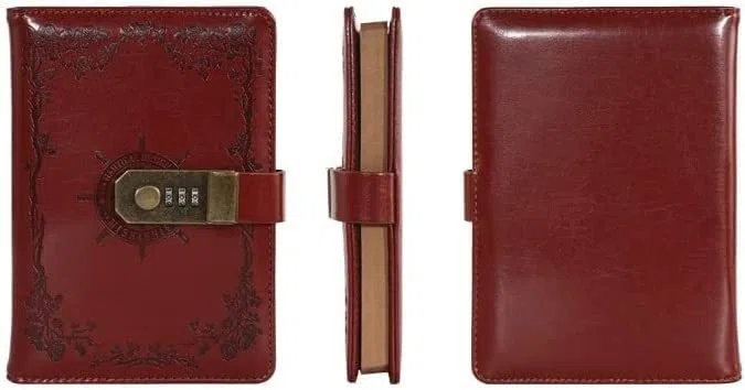 TAHALI Diario de Cuero A5 PU con Bloqueo, planificador, contraseña, Cuadernos Retro y Diarios, Agenda, Cuaderno de Notas for la Escuela, Suministros for Cuadernos
