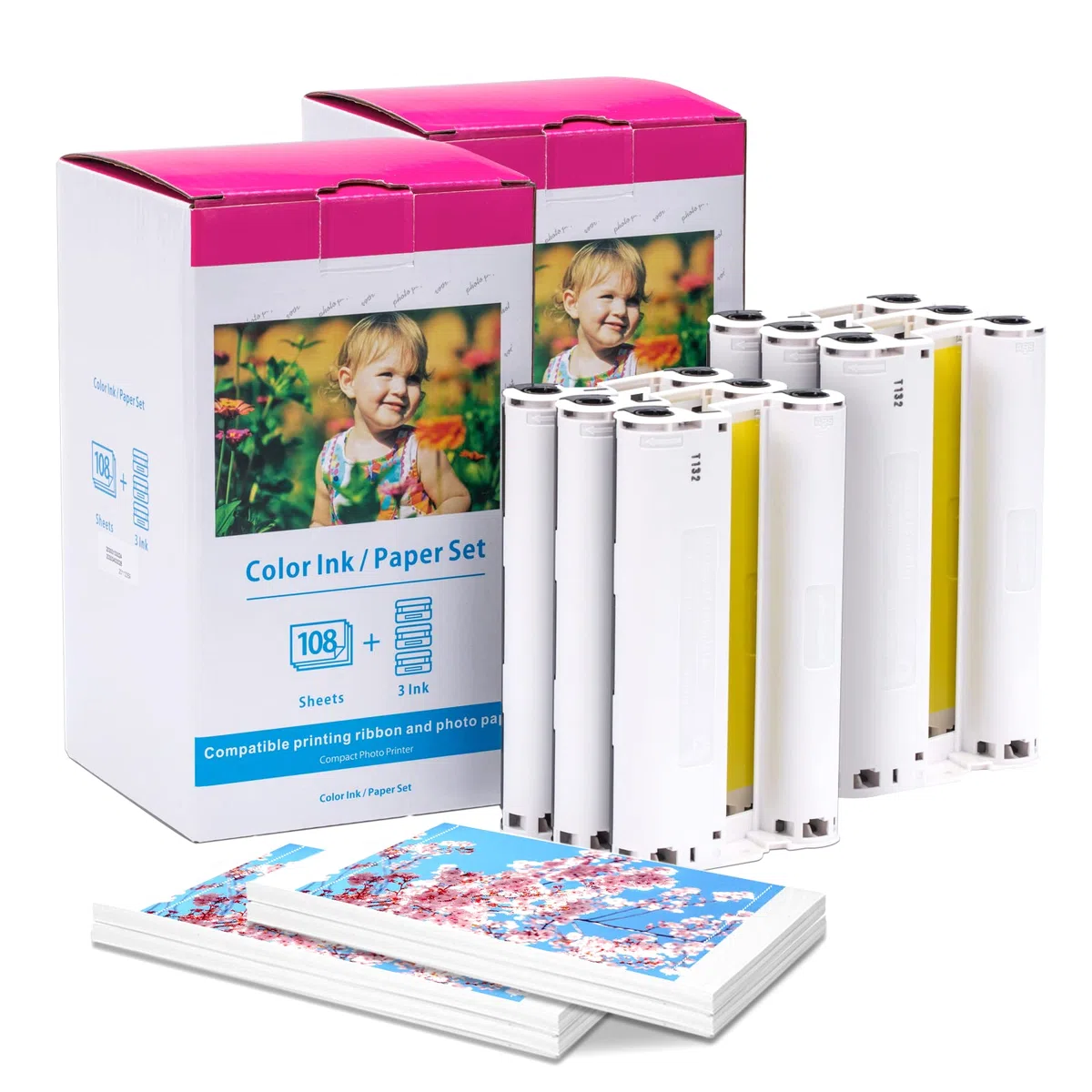 Compatible con Canon Selphy CP1500 Papel fotográfico KP108IN 3115B001(AA) | Compatible con Canon Selphy CP1300 CP1200 CP1000 CP910, 6 cartuchos de tinta de 216 hojas, papel fotográfico