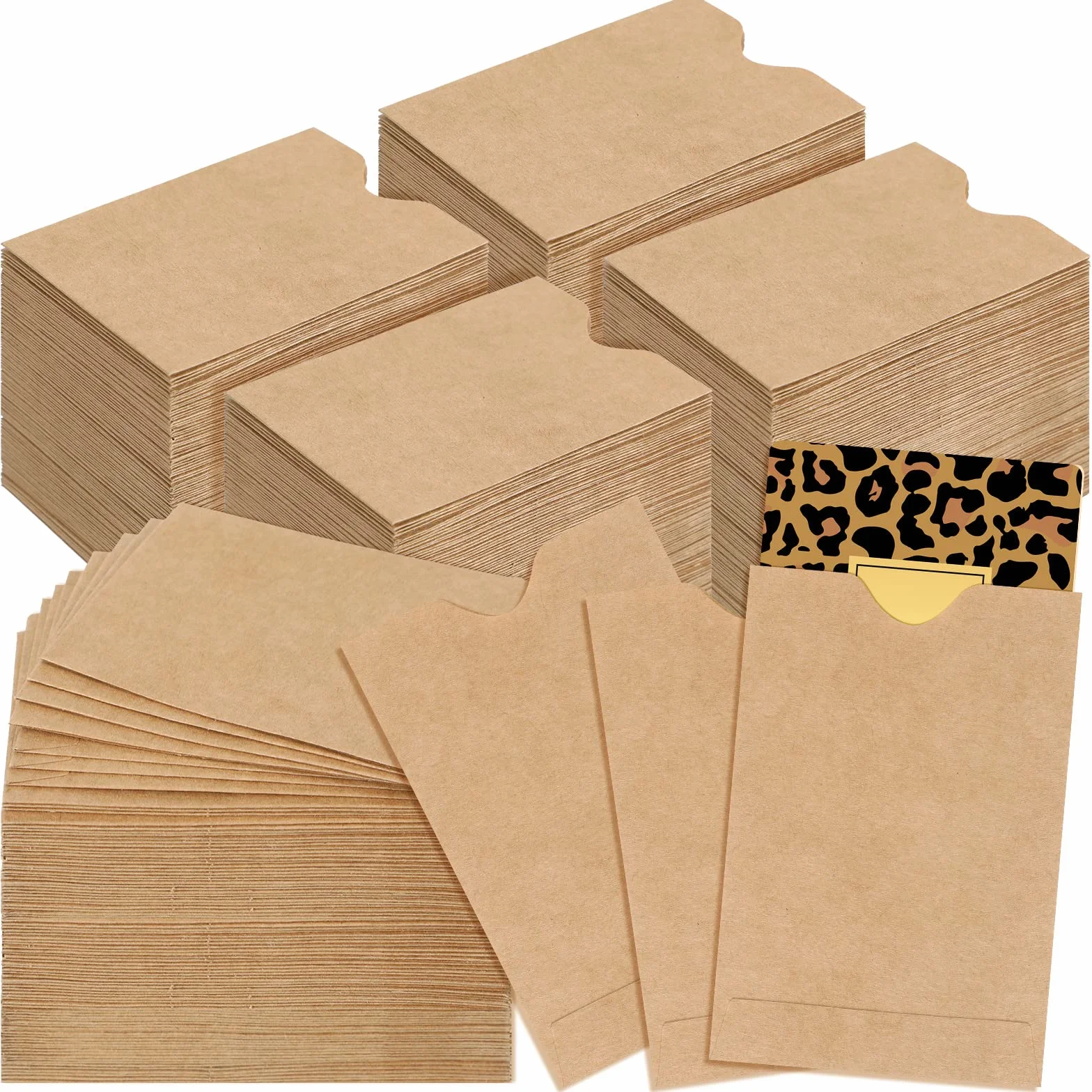 Paquete de 500 fundas para tarjetas de crédito de 2.4 x 3.5 pulgadas, funda para tarjetas de regalo, sobres en blanco para tarjetas de regalo, protector de tarjetas de débito para oficina, tarjetas de