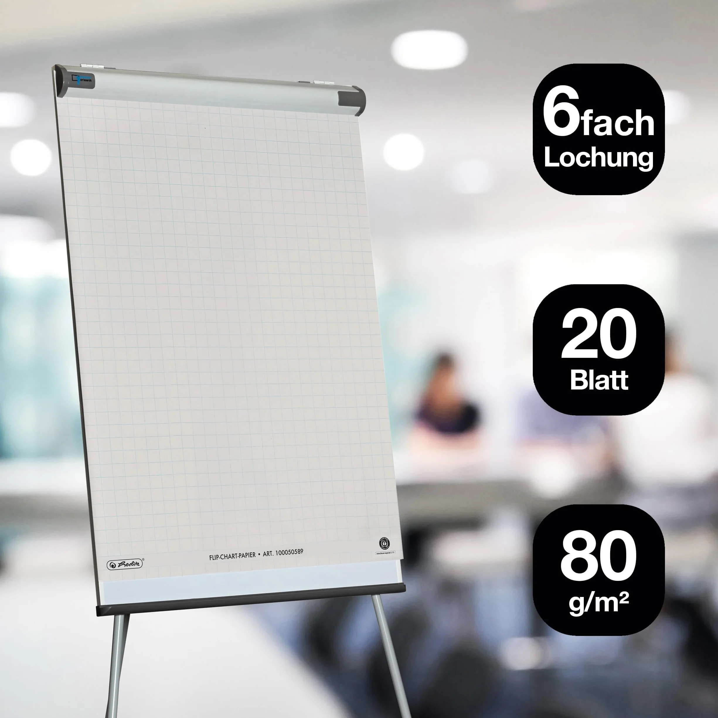 Landre Recycling 100050591-10 Bloques de papel para rotafolio, 20 hojas, 68 x 99 cm, 80 g/m²