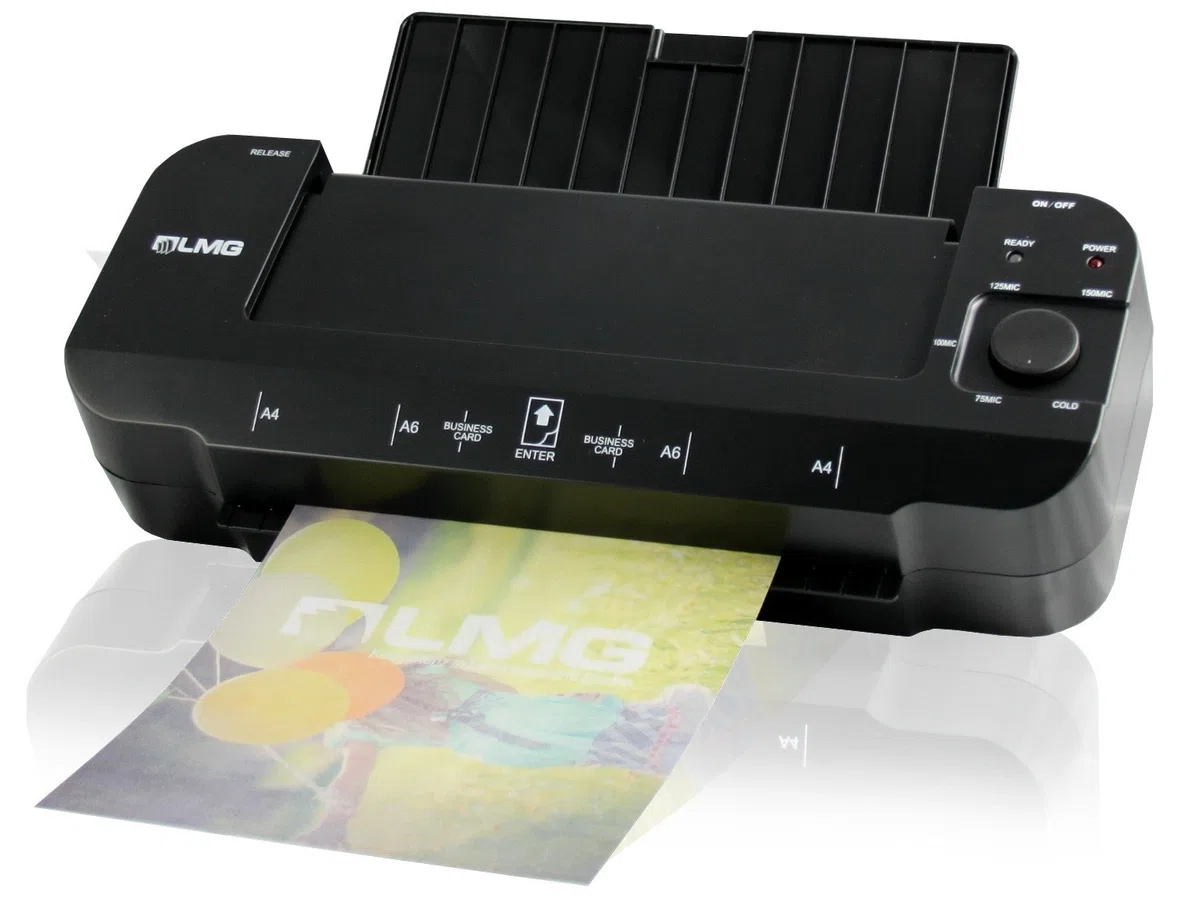 LMG Plastificadora premium para documentos de hasta A4 – Laminadora rápida con tiempo de calentamiento extremadamente corto de 1 – 2 minutos, rápido y moderno hasta 2 x 150 MIC – también laminado en