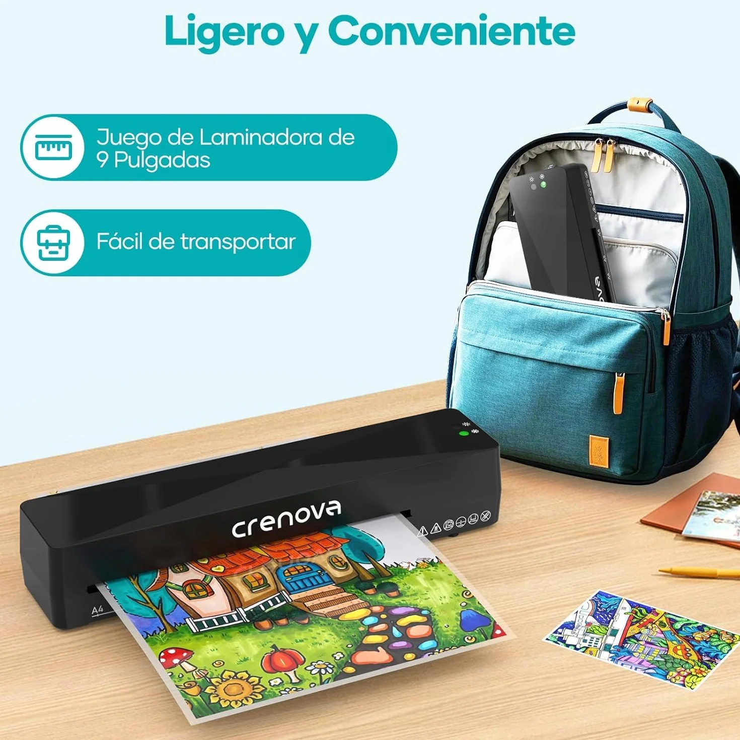 Crenova Plastificadora con Guillotina, Modo Frío y Caliente, Laminadora 11 fundas, Negro