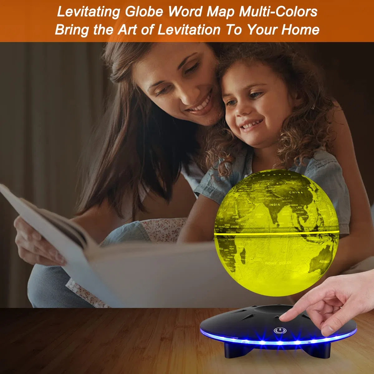 Globo de levitación Bolas de levitación magnética Rotación automática Cambio multicolor LED Mapa del mundo flotante para habitación Escritorio de oficina Luces nocturnas Regalo educativo para niños