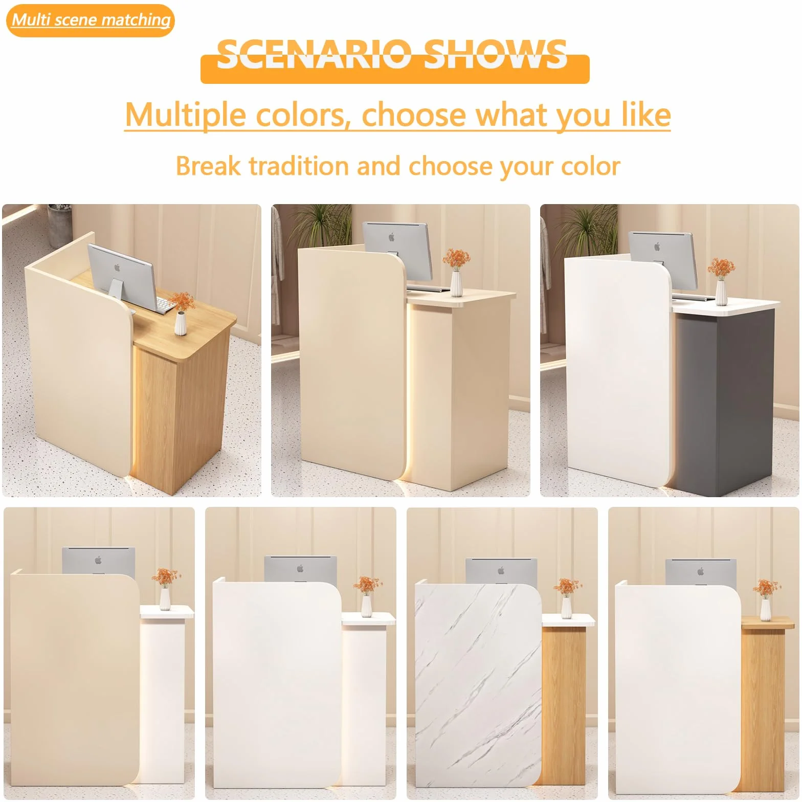 Mostrador De Recepción Con Casilleros De Almacenamiento 60-160cm Mesa De Pago Moderno 60x45x95CM