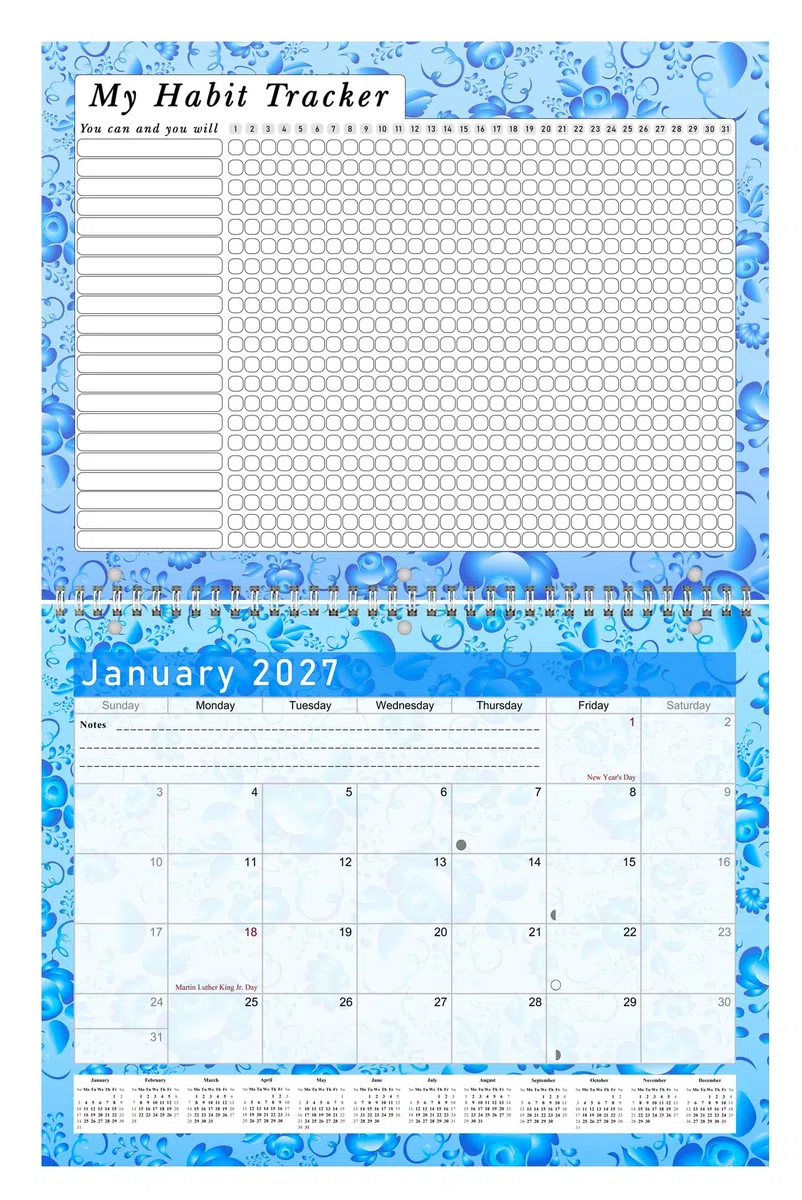 Calendario mensual de escritorio/pared 2023, rastreador de hábitos, diario motivacional y mensual de seguimiento de hábitos, diario inspirador (edición #019)