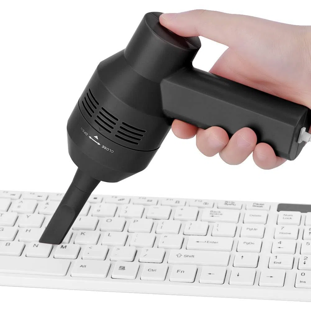 Mini Aspirador de Teclado USB de Mano, Kit de Aspireadora Recargable para Ordenador, Limpiador Eléctrica Portátil con Esponja para Teclados de PC, Aspiradora de Teclado para Limpiar Polvos(黑色)