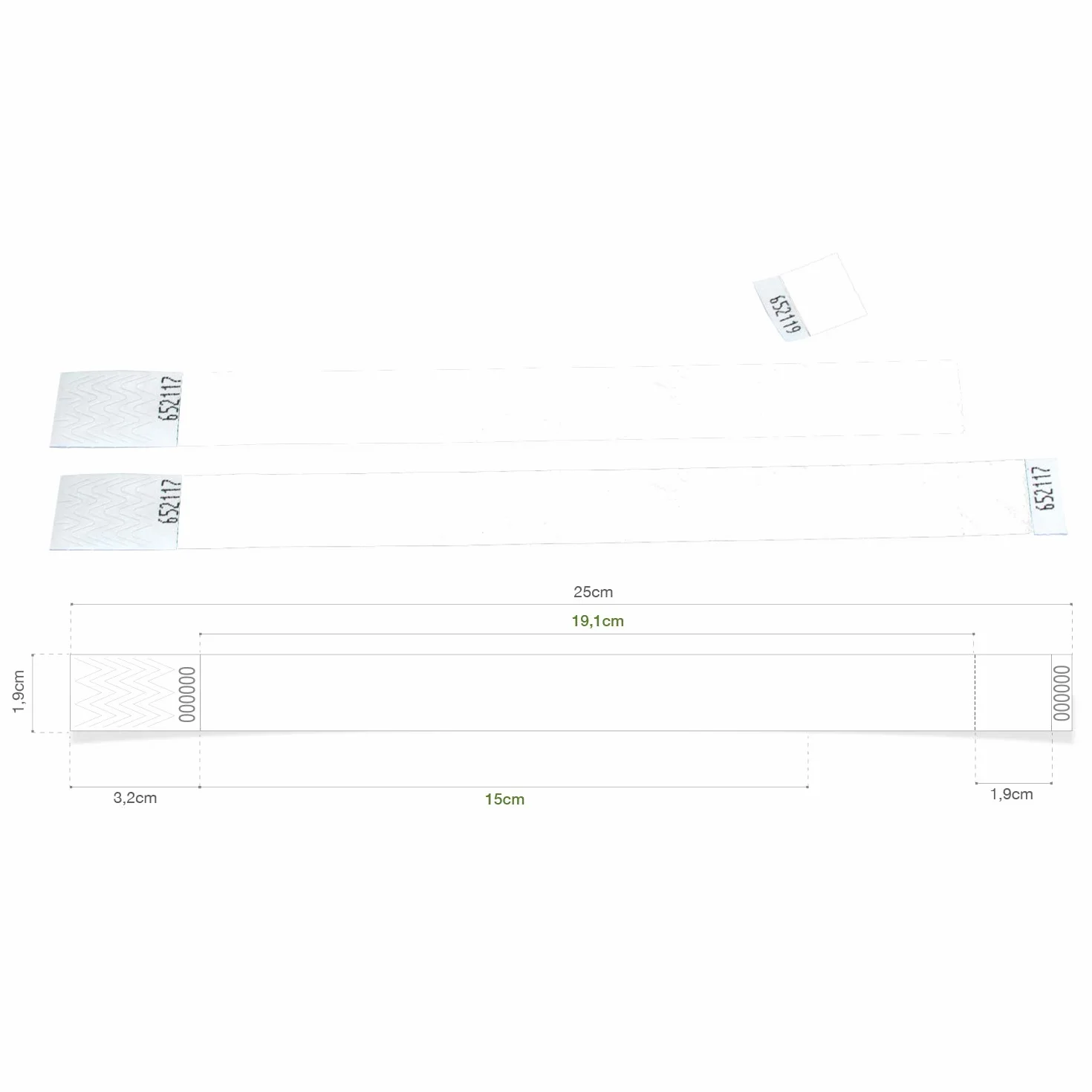 MP - Tyvek Pulseras 1000 unidades para Eventos, Color Blanco