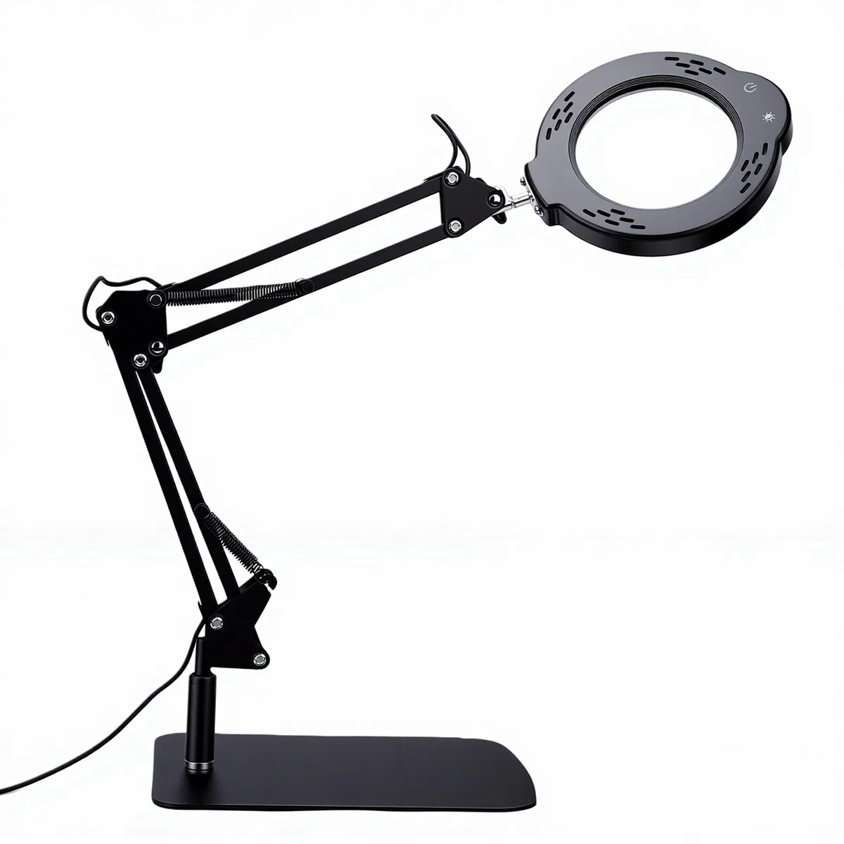 Lupa 10X con Luz LED Brillante para Lectura Detallada, Manualidades, Costura, Soporte Flexible para Lente de 4,3 Pulgadas